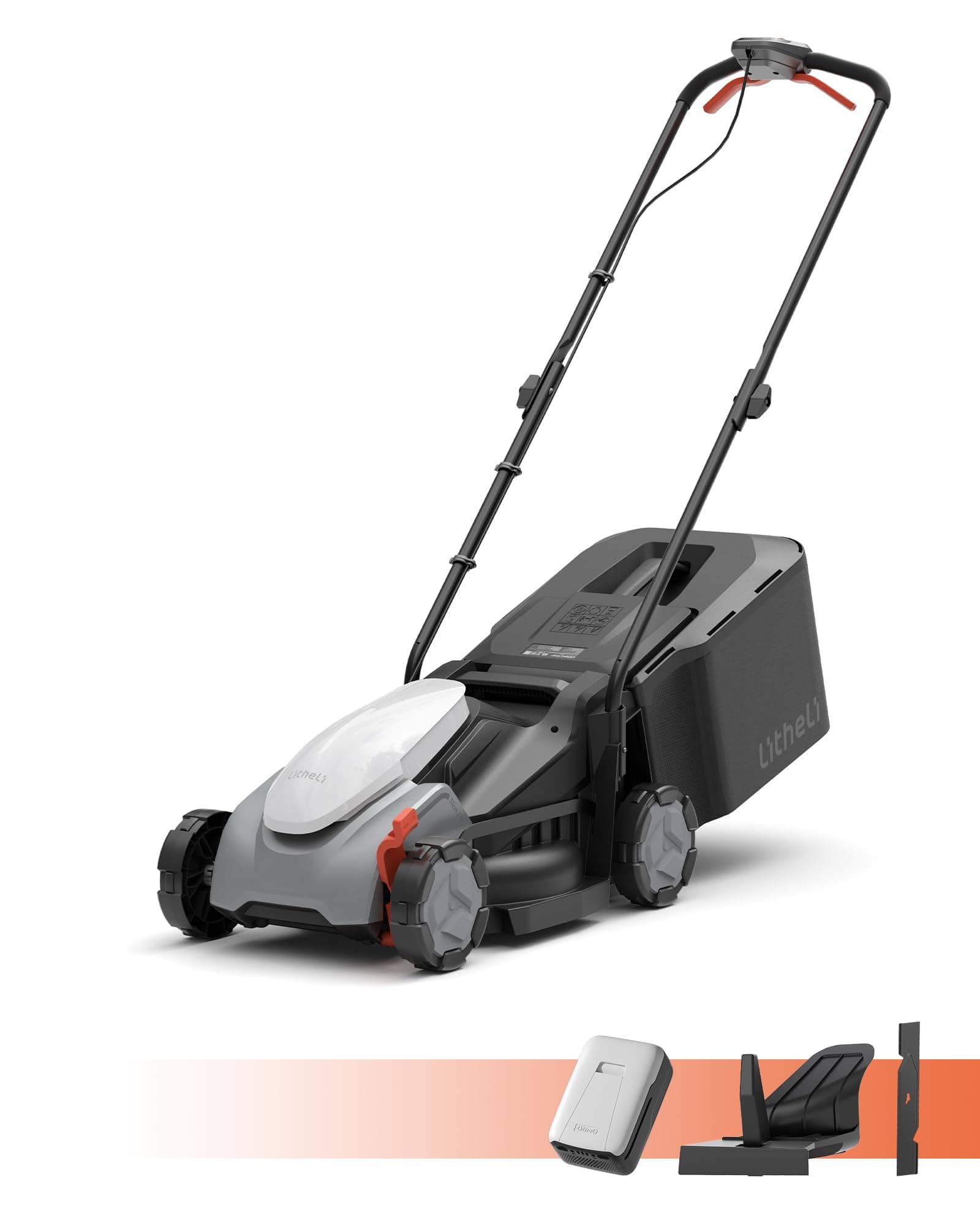 Litheli Tagliaerba Tosaerba a Batteria 33cm, 5.0Ah Batteria, Altezza Regolabile 25-65mm, Sacco 35L, per Prati Fino a 300m² (Motore senza spazzole)