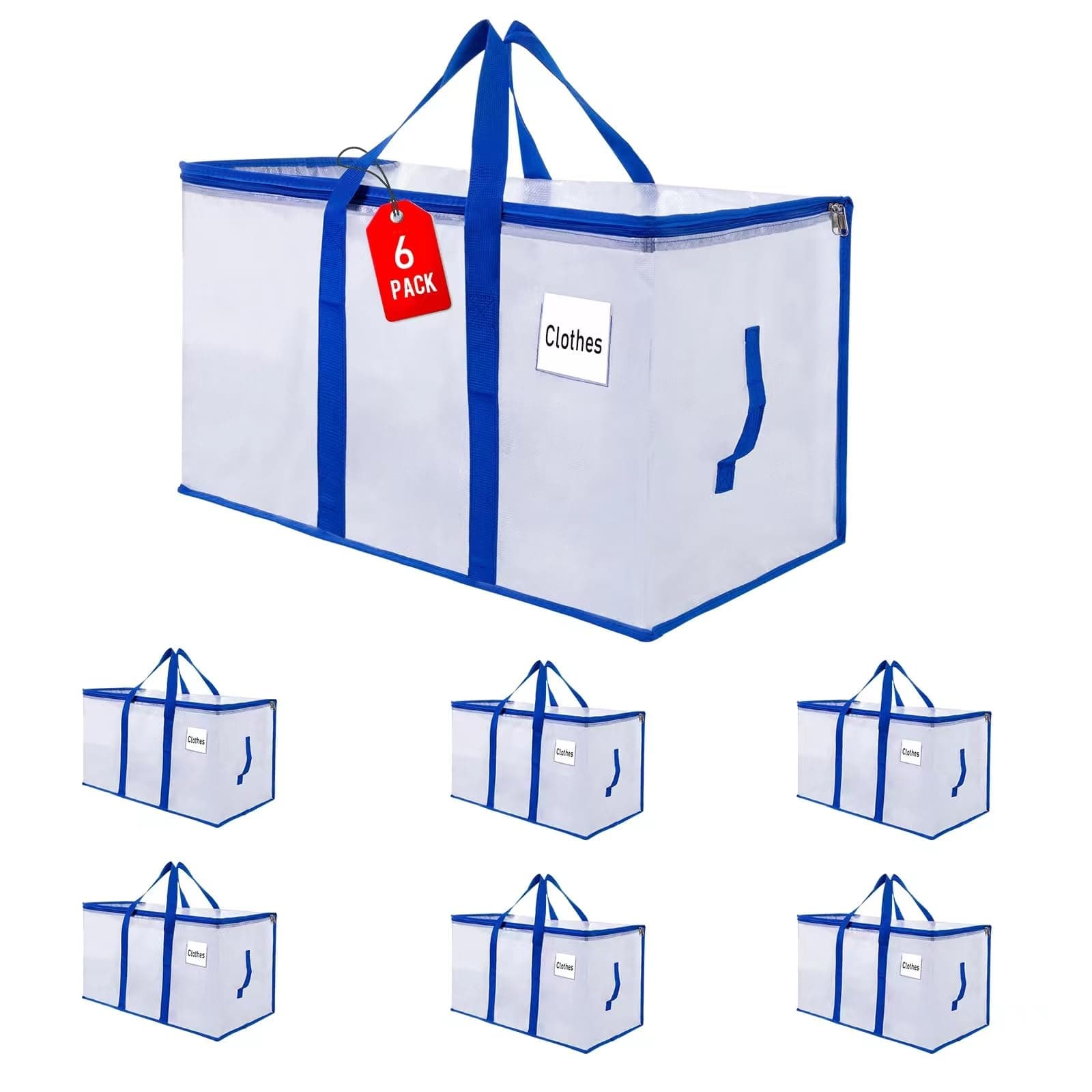 ZFWDSY Lot de 6 Sacs de déménagement,Cartons Déménagement Sacs de Rangement | Housse Rangement Couette, Boite Rangement Pliable,Literie,Alternative aux Cartons Déménagement,sacs de rangement résistants
