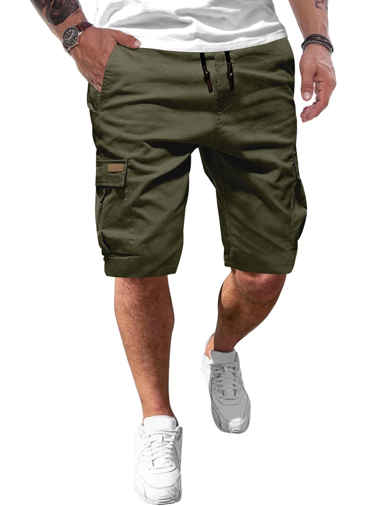 JMIERR Kurze Hosen Herren Baumwolle Cargo Shorts Herren Sommer Freizeithose mit Taschen