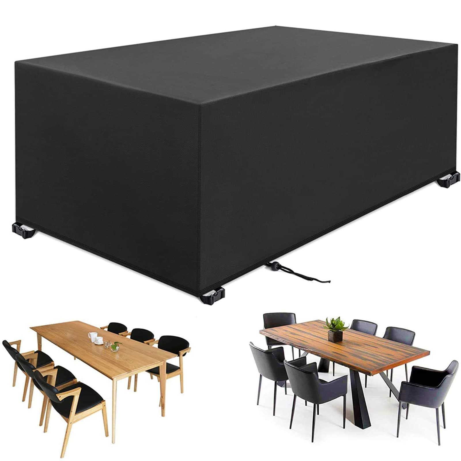 Funda Para Muebles de JardíN, Fundas Protectora Para Conjuntos de Muebles, Anti Viento Anti Uv Para Mesas Sillas Sofás Exterior, Funda Mesa Jardin Cuadrada (Negro, 250*250*90cm 420D)