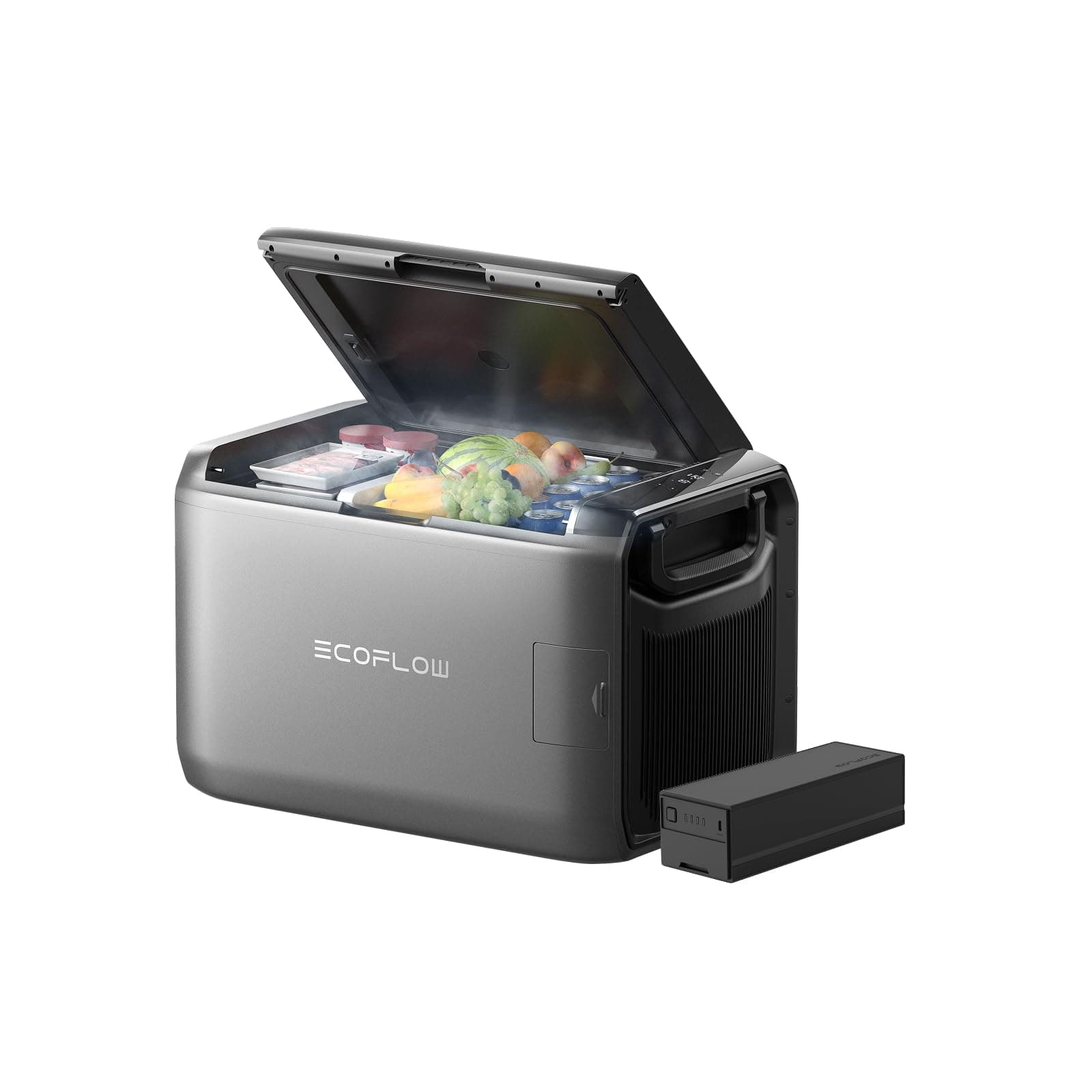 EF ECOFLOW GLACIER Classic 55L réfrigérateur congélateur portable à 2 zones avec batterie 298 Wh, refroidissement autonome 39 h, charger via CA, solaire et voiture pour camping, voyages, RV
