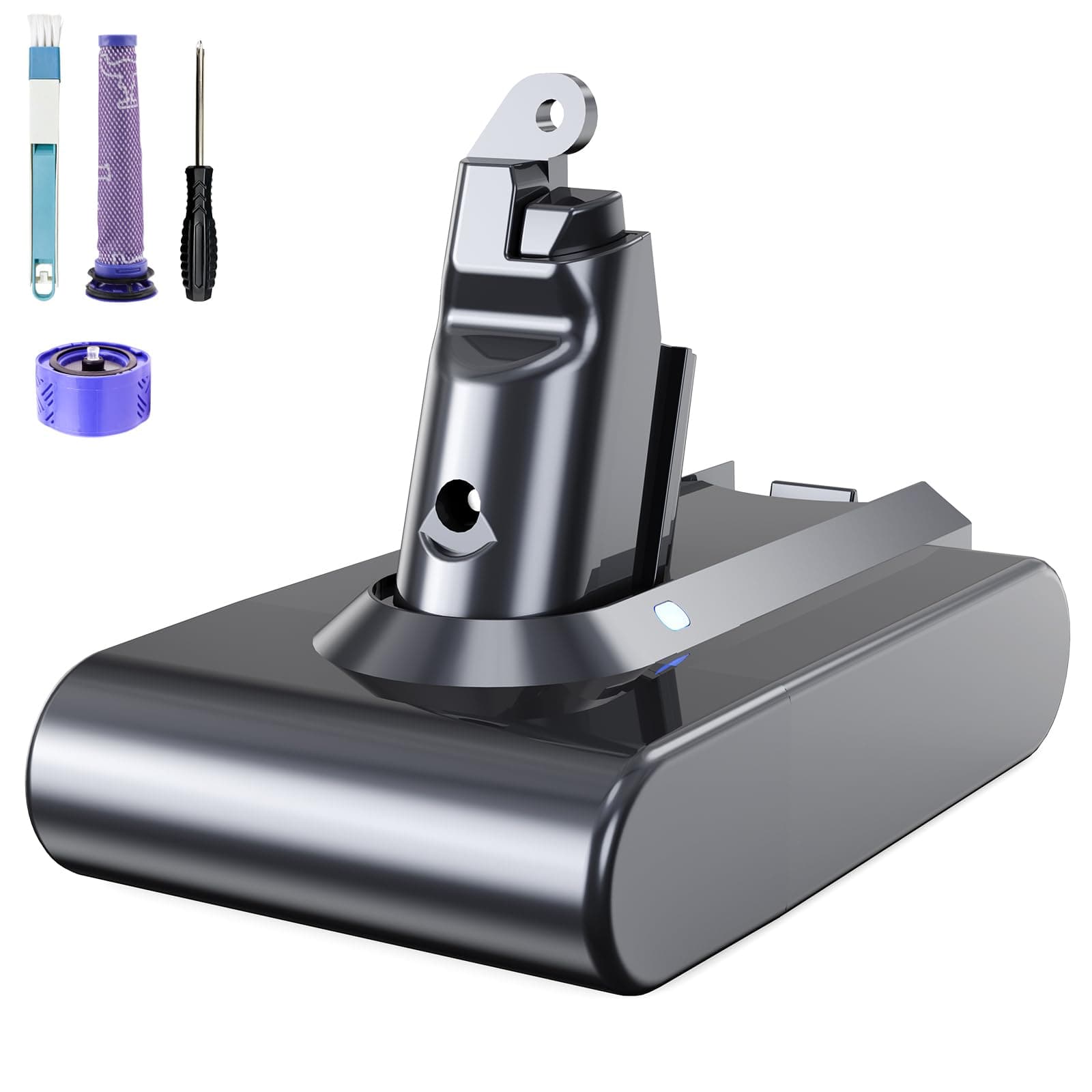 6000mAh V6 Batteria per Dyson V6, Batteria di Ricambio per Dyson DC62 DC58 DC59 DC61 DC72 DC74 Extra, Trigger, Fluffy, Absolute SV03 SV05 SV06 SV07 SV092(2 filtri + 1 pennello)