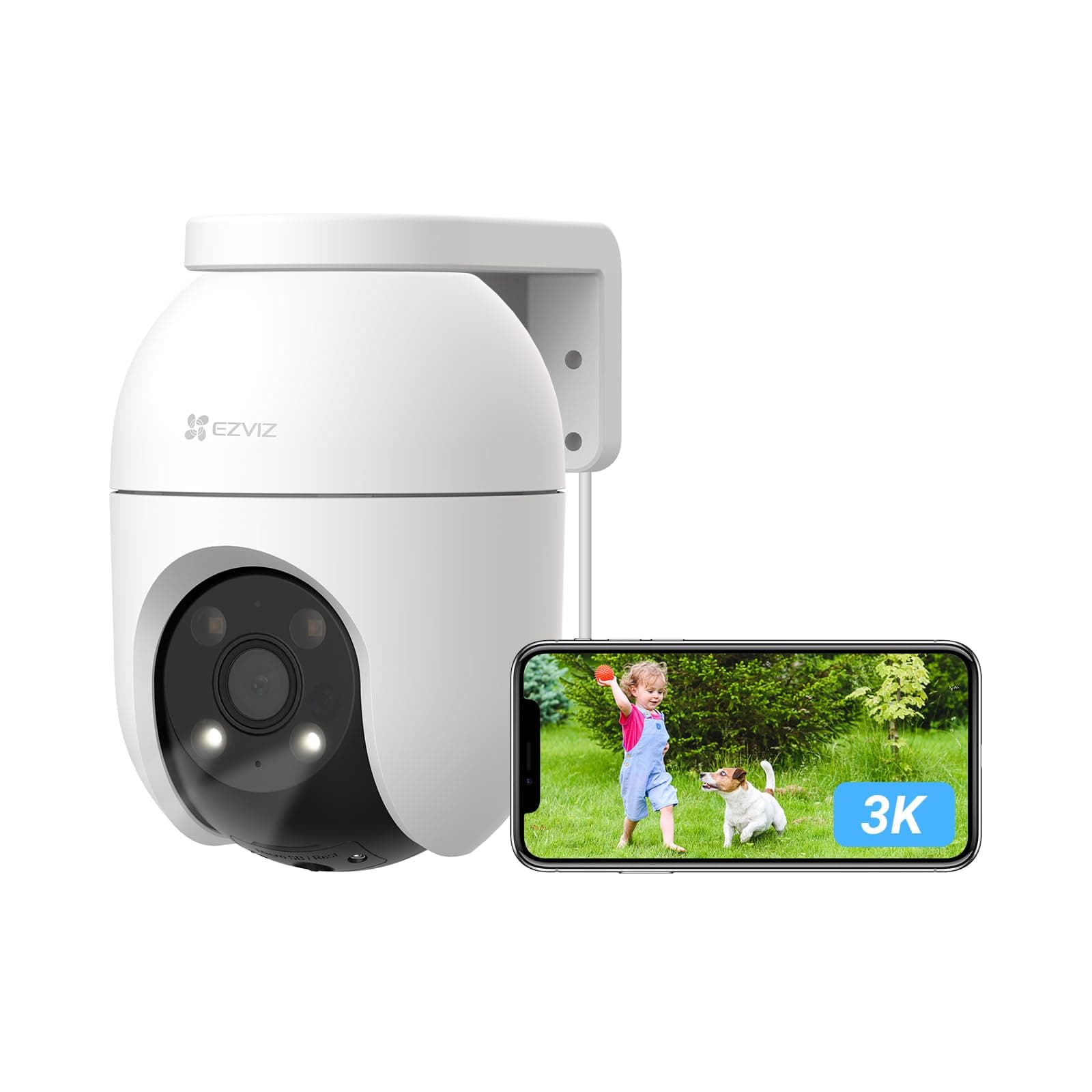EZVIZ C8c 5MP Caméra Surveillance WiFi Extérieure à 360° avec Suivi Auto-Zoom, Détection de Forme Humaine/Véhicule, Vision Nocturne en Couleur, Audio Bidirectionnel, IP65 Etanche, Défense Active