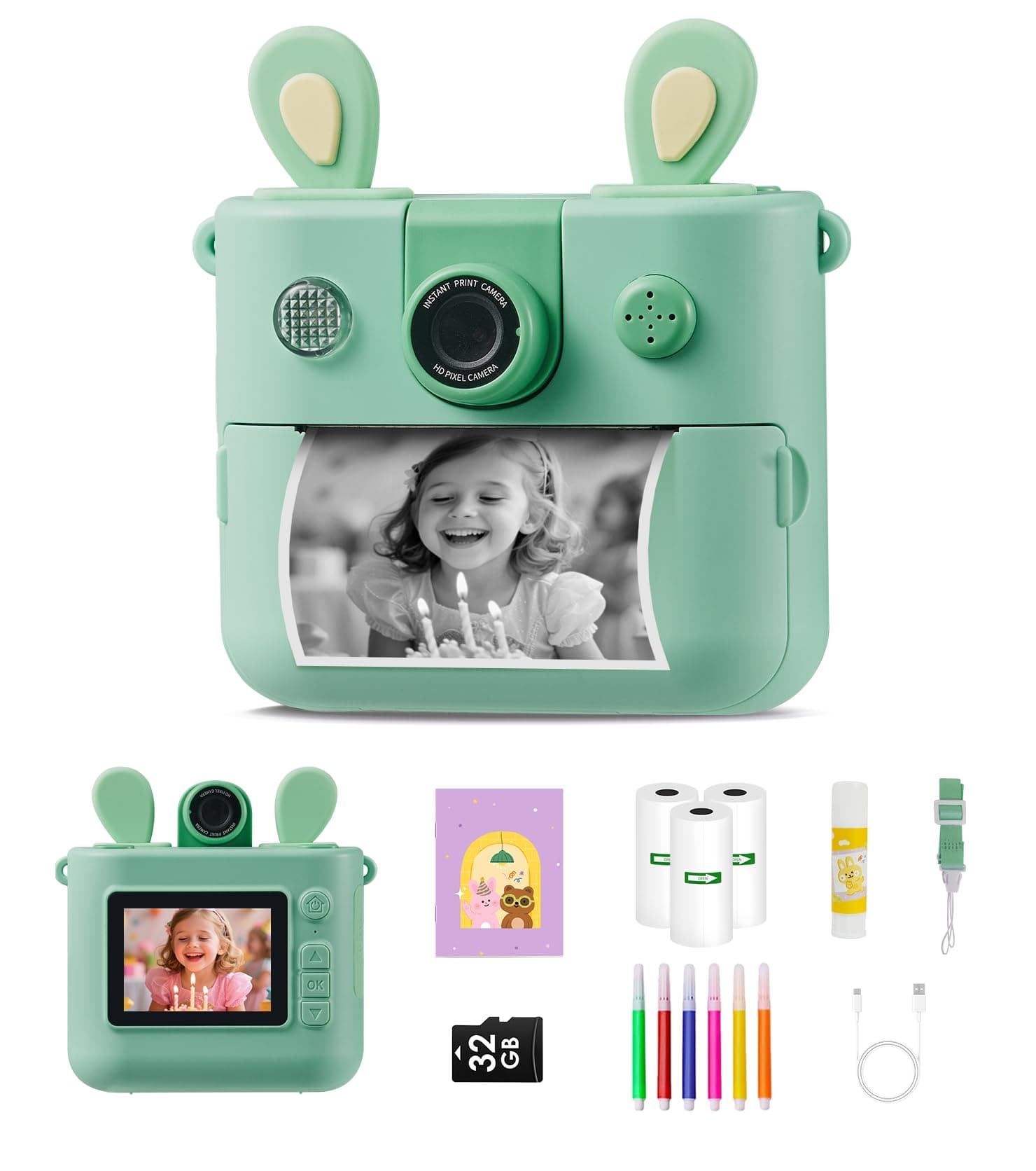 ORGSTA Camara de Fotos Infantil Instantaneas Máquina Fotográfica Instanea | Con 3 Rolle Etiquetas Regalos para Niños Niña 3-12 Años Navidad Cumpleaños Bebés Infantil
