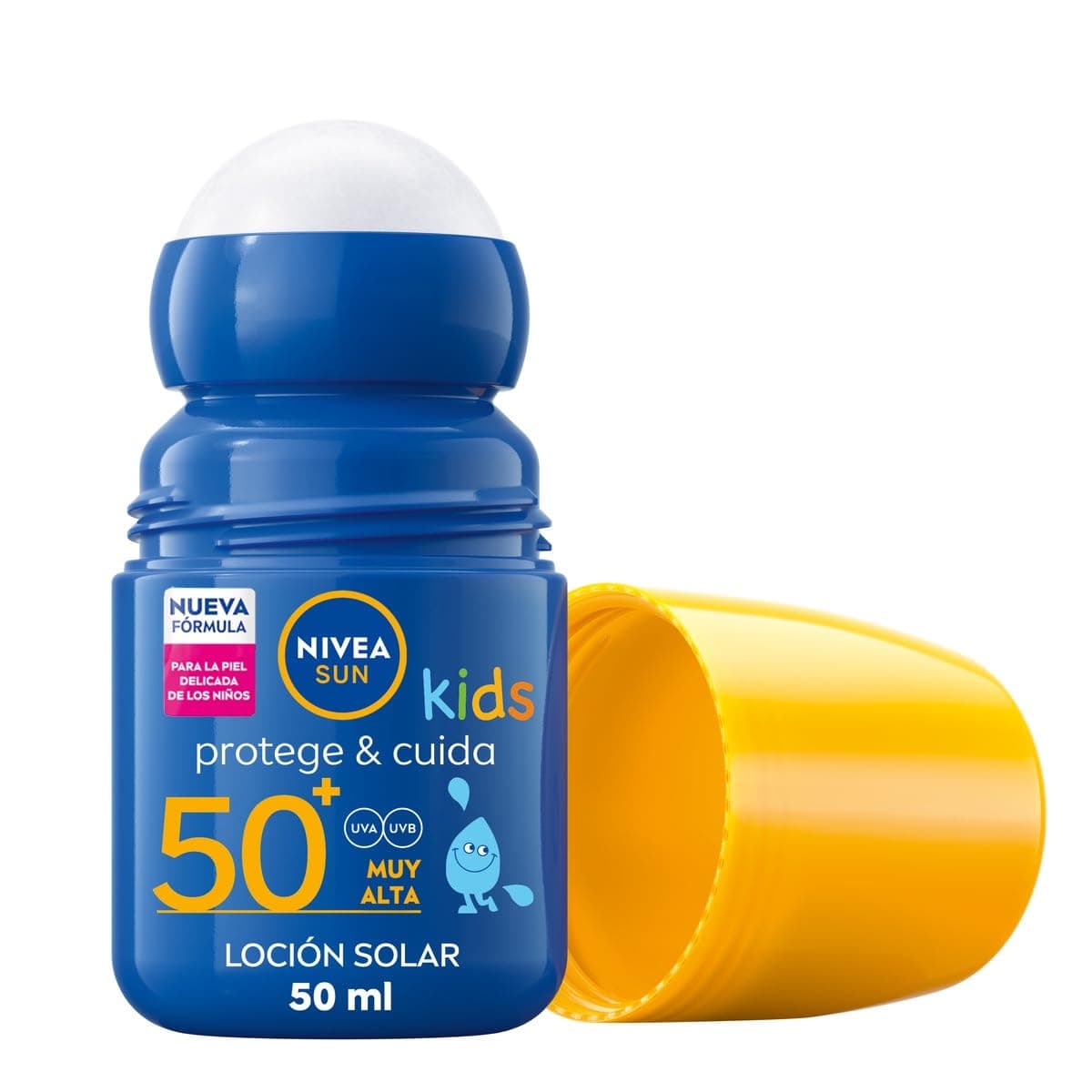 NIVEA SUN Protege & Cuida Kids - Roll-On FP50+ - Protector Solar Infantil - Protección UVA/UVB Muy Alta - Aplicación Fácil - Para Niños desde 3 años - Piel Delicada - 50 ml El empaque puede variar