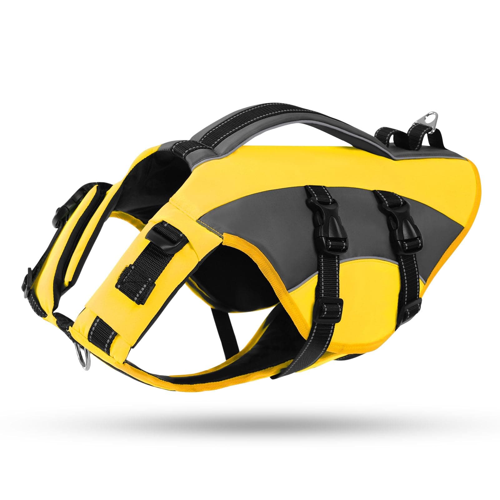 CITÉTOILE Giubbotto di Salvataggio per Cani, Salvagente Cane Regolabile Ripstop, con Maniglia e Strisce Riflettenti, per Gli Sport Acquatici, Dog Life Jecket, Giallo, L