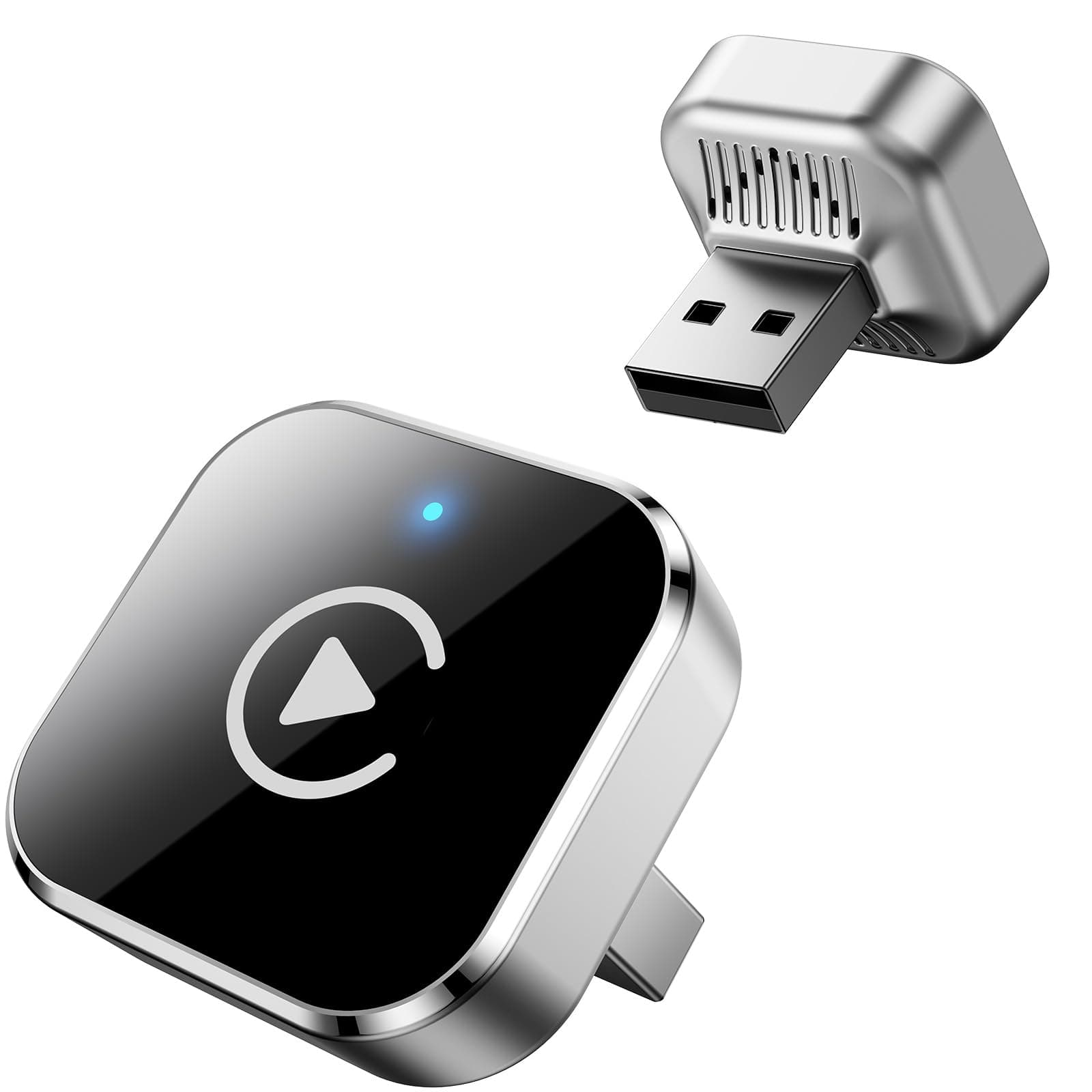 Ancvet CarPlay sans Fil Adapter 2026 Upgrade, Mini 2-en-1 Dongle USB Plug & Play, CarPlay & Android Auto sans Fil pour Voiture, Connexion Automatique Stable, Compatible iPhone & Android, Argent