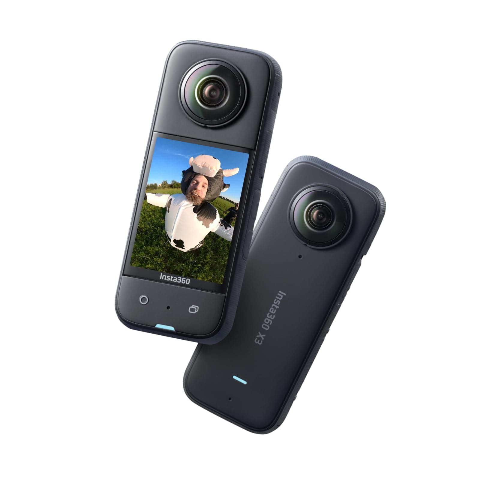 Insta360 X3, Action cam 360 con video HDR Active 360 5.7K, obiettivo singolo 4K, impermeabile, stabilizzazione FlowState, touchscreen da 2,29", editing con IA, per moto, sport invernali e video blog