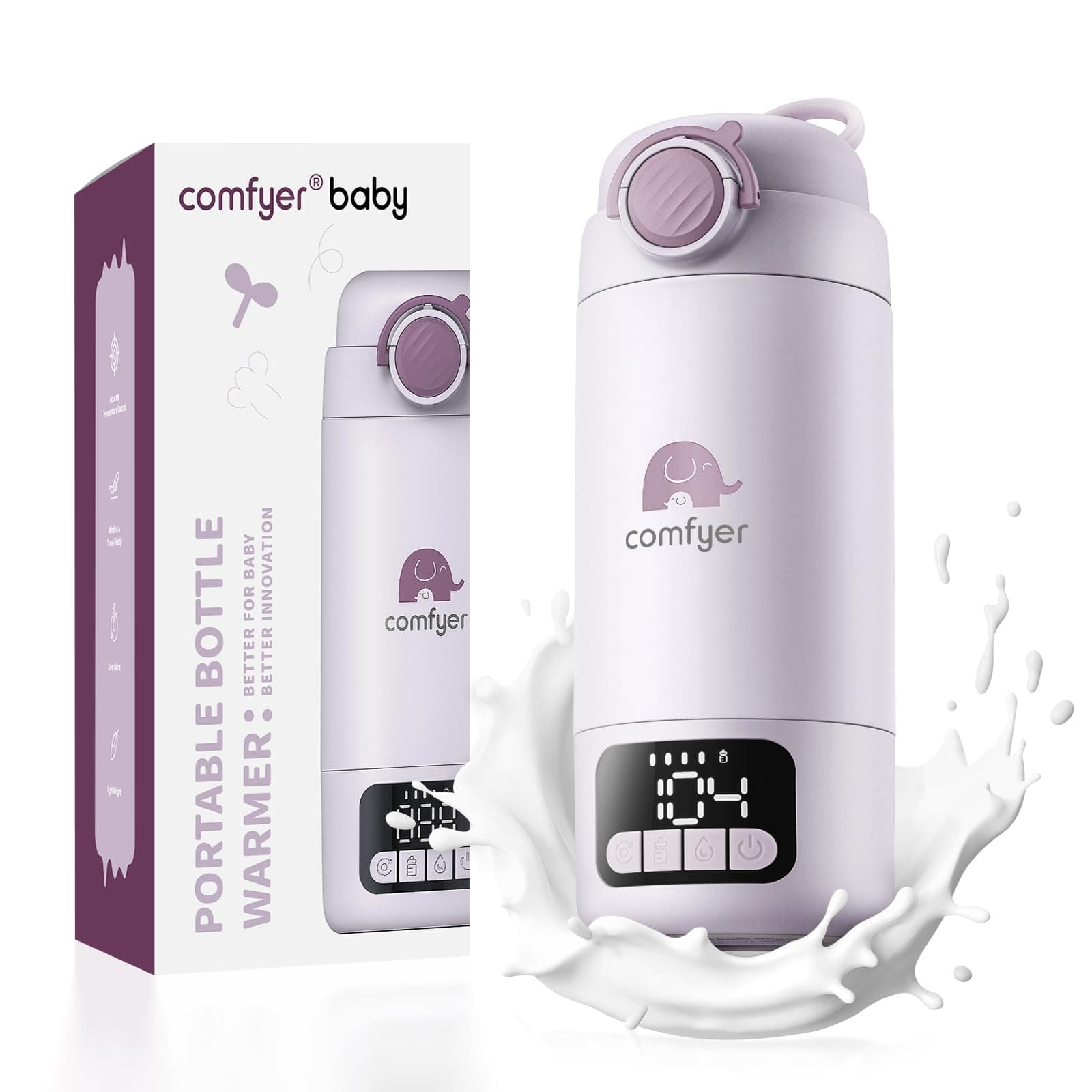 Comfyer BW02 Calientabiberones Calienta biberones Portátil con Batería 16000mAh y Esterilizador Integrado Calentador Rápido para Leche y Agua, 2 Modos de Calentamiento, 500ml Ideal para Casa y Viajes