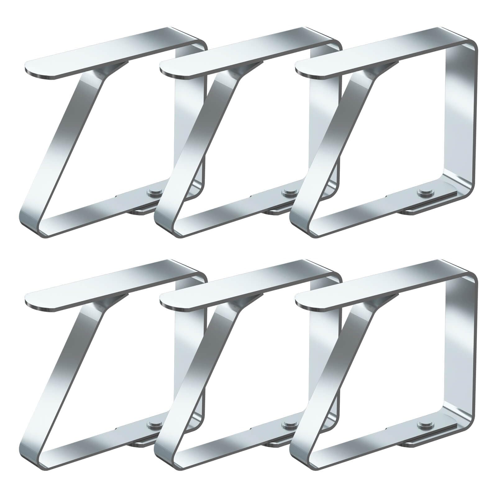 Blooven Pinces à Nappe 6 Pièces, Acier Inoxydable Nappe Clips Anti-Glissant, Convient à Tables de 2,5 à 4 cm d'épaisseur (Moyen x 6 Pièces)