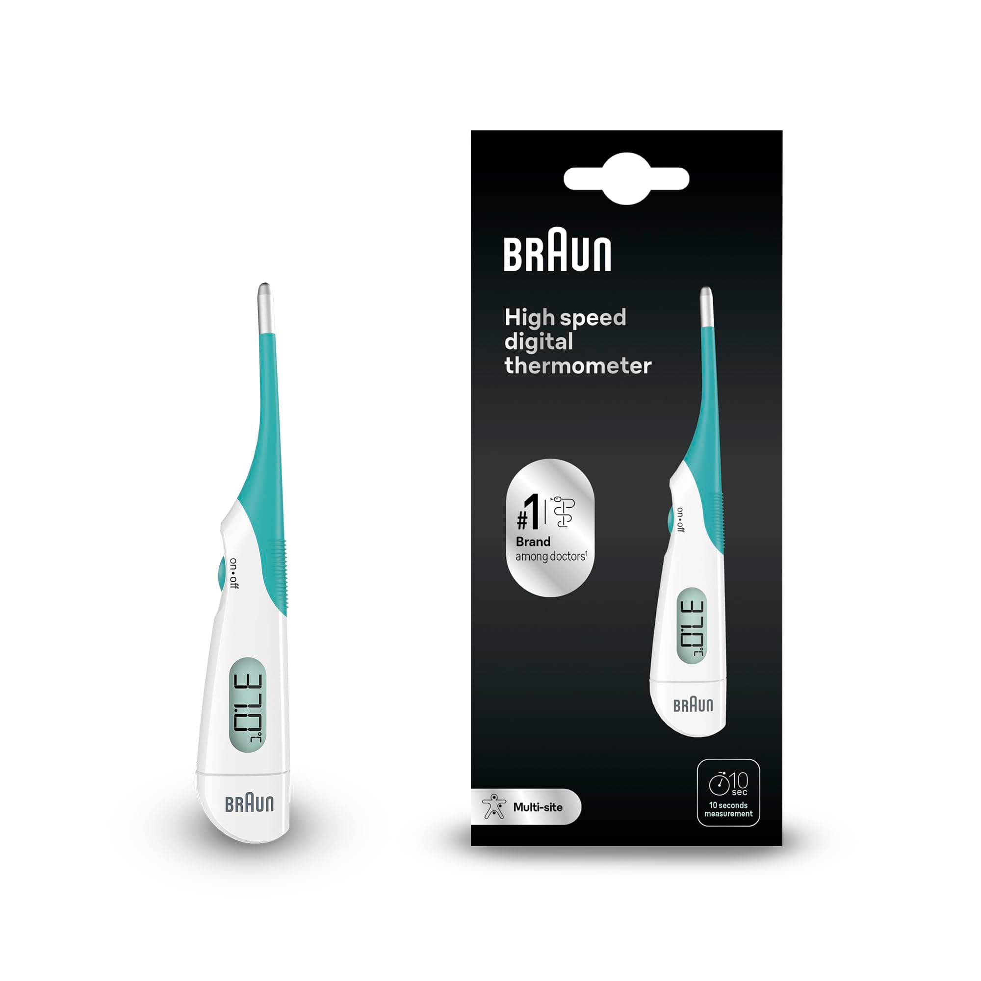 Braun High Speed Termómetro digital, Varilla digital para usar en múltiples sitios, Vía oral, rectal o axilar, Apto para bebés y niños pequeños, La marca #1 entre los médicos(1), PRT1000
