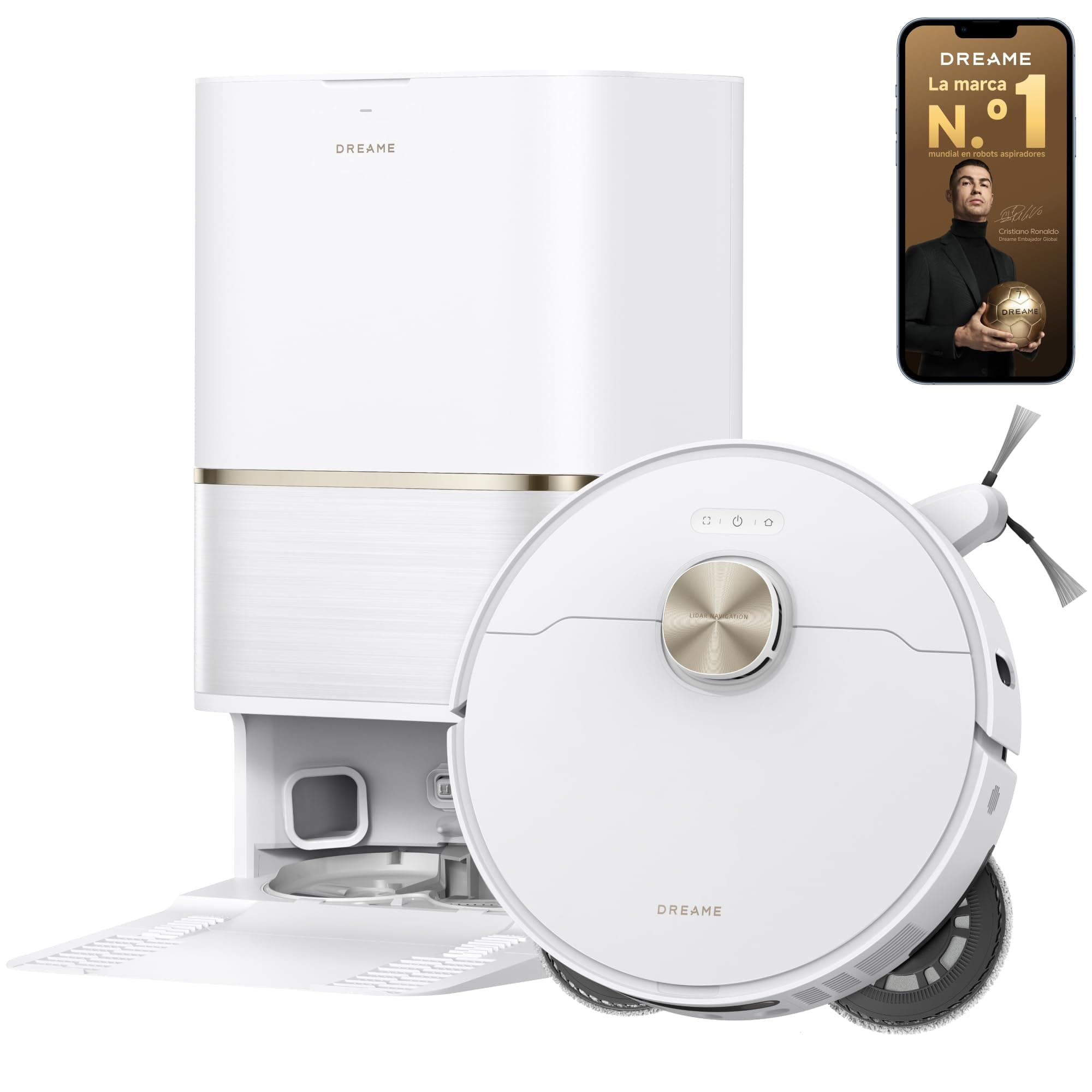 dreame L50 Ultra Ae Robot Aspirado, Autolimpia 100 °C, Succión de 28.000 Pa | Limpieza Profunda de Bordes y Esquinas, Cepillo TriCut, PowerDock Multifuncional Inteligente, Navegación LDS y Elusión Láser