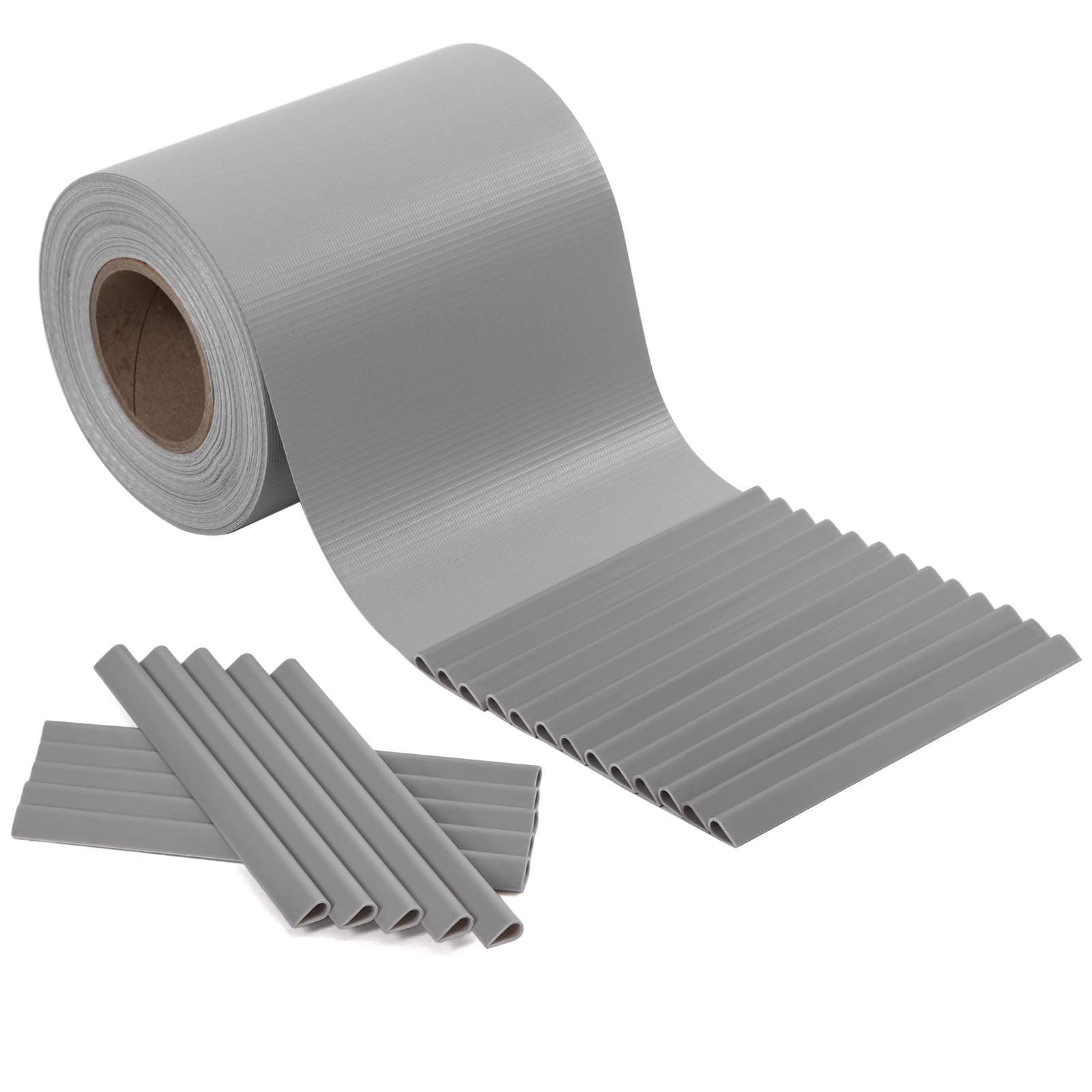 SONGMICS Strisce Privacy in PVC, Pellicola per Recinzione 40 m x 19 cm, Spessa e Opaca, con 25 Clip di Fissaggio, Grigio Chiaro GPJ040Q