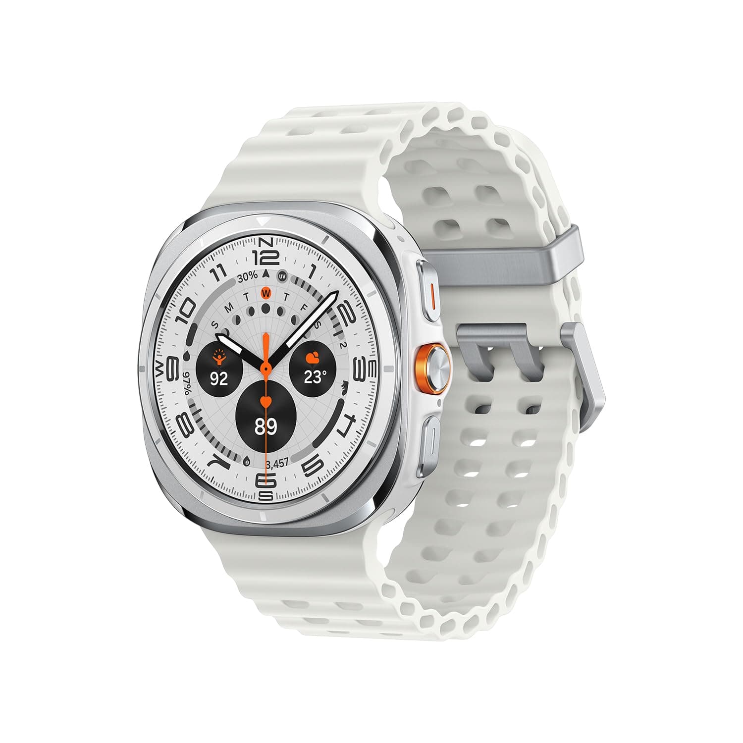 Samsung Galaxy Watch Ultra (2025) Smartwatch mit Galaxy AI, Fitness-Uhr, Marine Band, Titan-Gehäuse, Schnellbutton, Dual-GPS, 64 GB Speicher, 47 mm, LTE, Titanium White, 3 Jahre Herstellergarantie