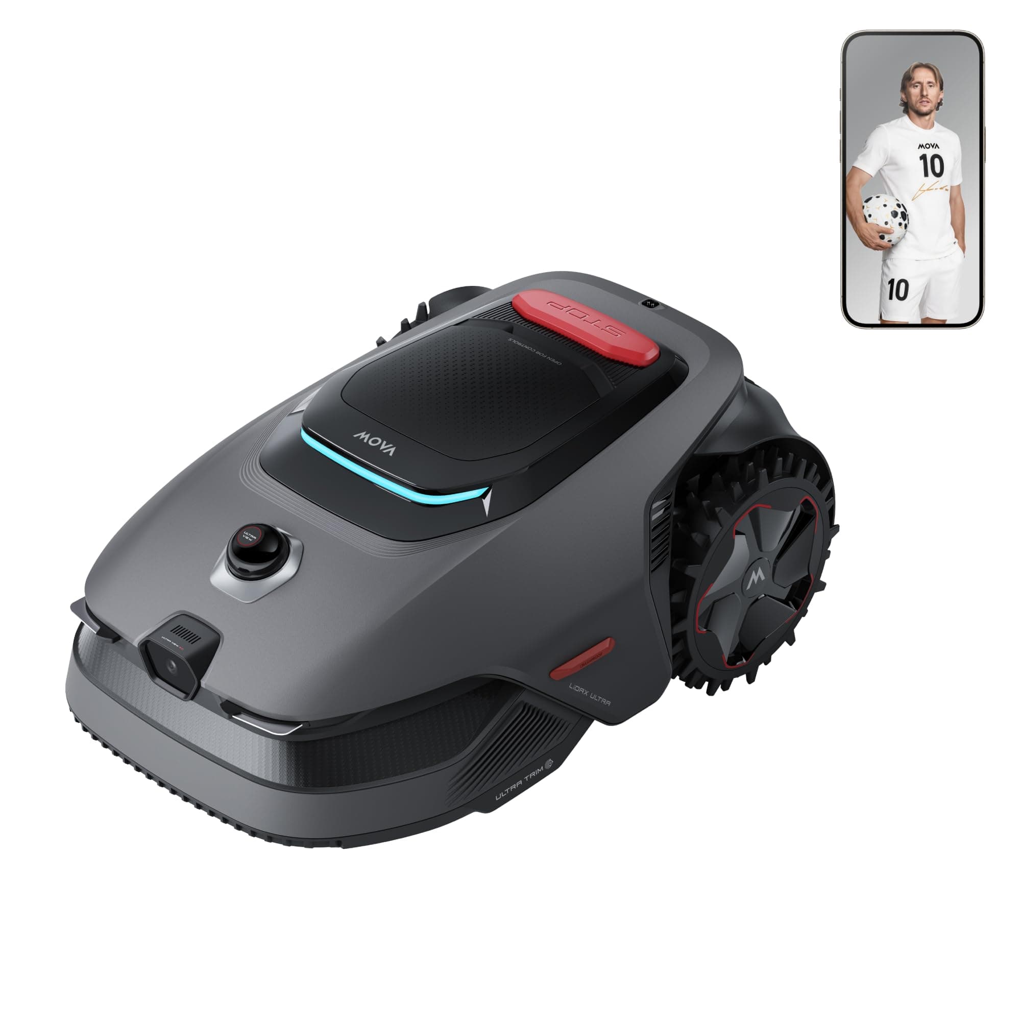 MOVA LiDAX Ultra 1600 Robot Tagliaerba Senza Filo Perimetrale con 4G, Consigliato 1600 m², Mappatura Automatica senza RTK con LiDAR 3D 360° e Visione IA, Taglio Bordi 5 cm, Percorso a U Efficace