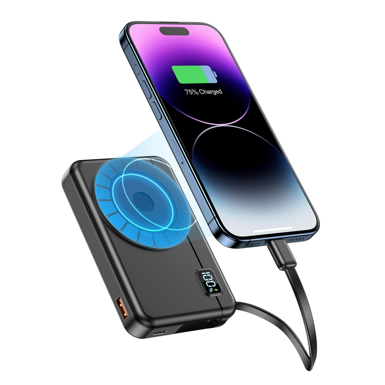 Magnetic Power Bank – Compatible with iPhone 16 15 14 13 Series Wireless Charger 10000 mAh Portable Powerbank Battery Pack Quick Charger External Battery con ingresso e uscita di tipo C,Moscsaz