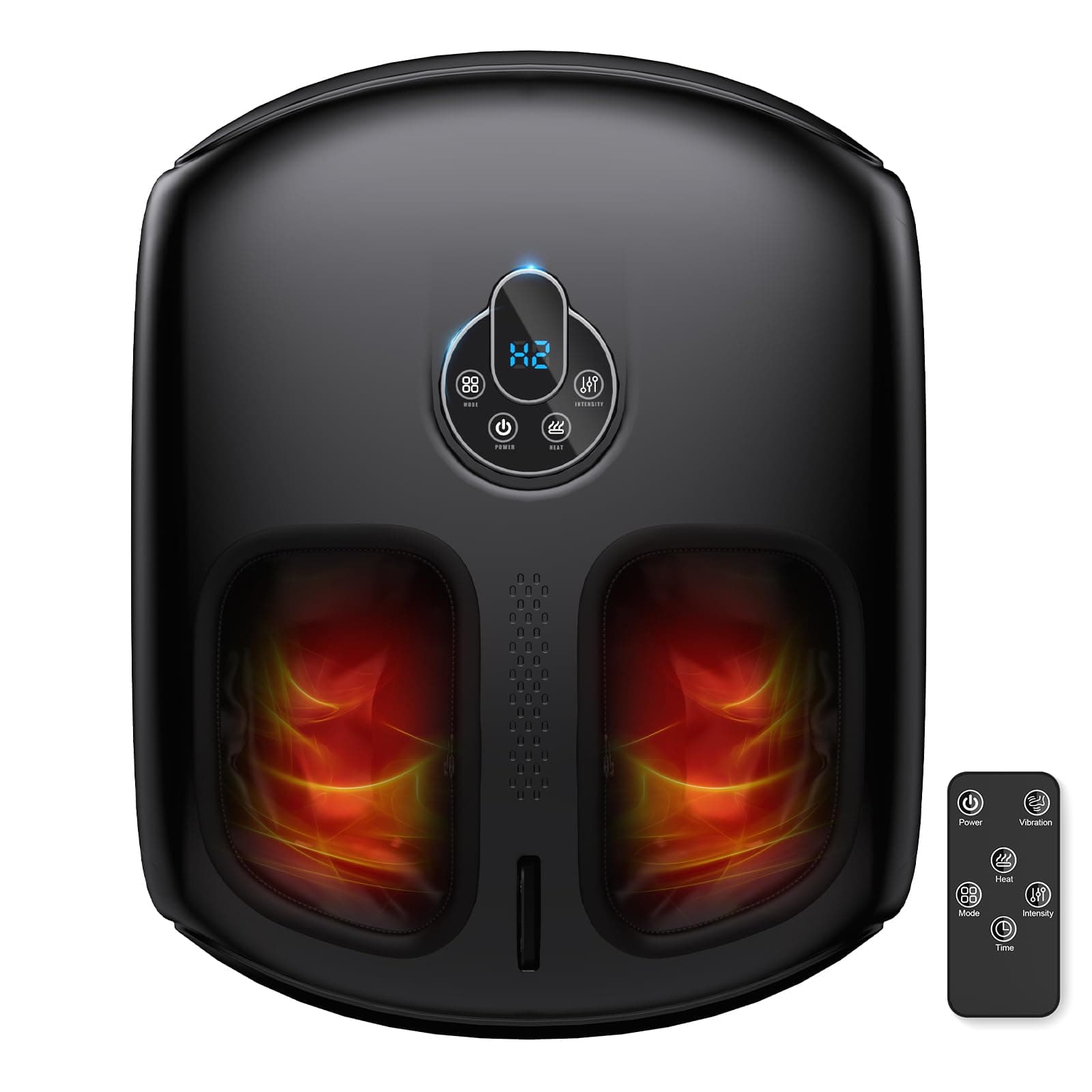 HTM Masseur De Pieds Électrique Shiatsu Avec Télécommande Et Fonction Chauffante, Pétrissage Profond, 4 Modes (Vibration/Compression/Rouleaux) Pour Soulager Les Pieds, Jusqu'À La Pointure 47