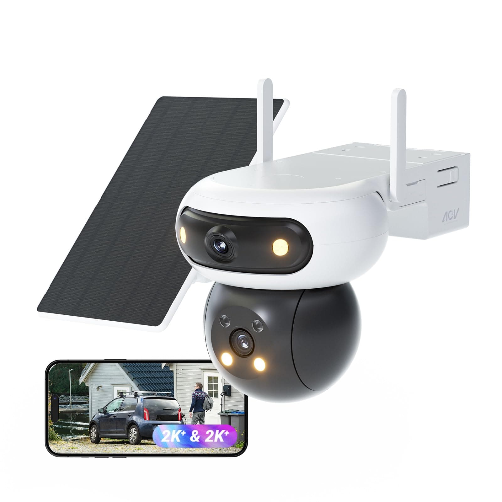 EZVIZ 8MP (4MP+4MP) Cámara Vigilancia WiFi Exterior Inalámbrica Doble Lente,Batería 10400mAh,AOV Modo 2.0,Visión Nocturna a Color,Detección IA de Persona/Vehículo,Audio Bidireccional,Alexa,CB90 Dual