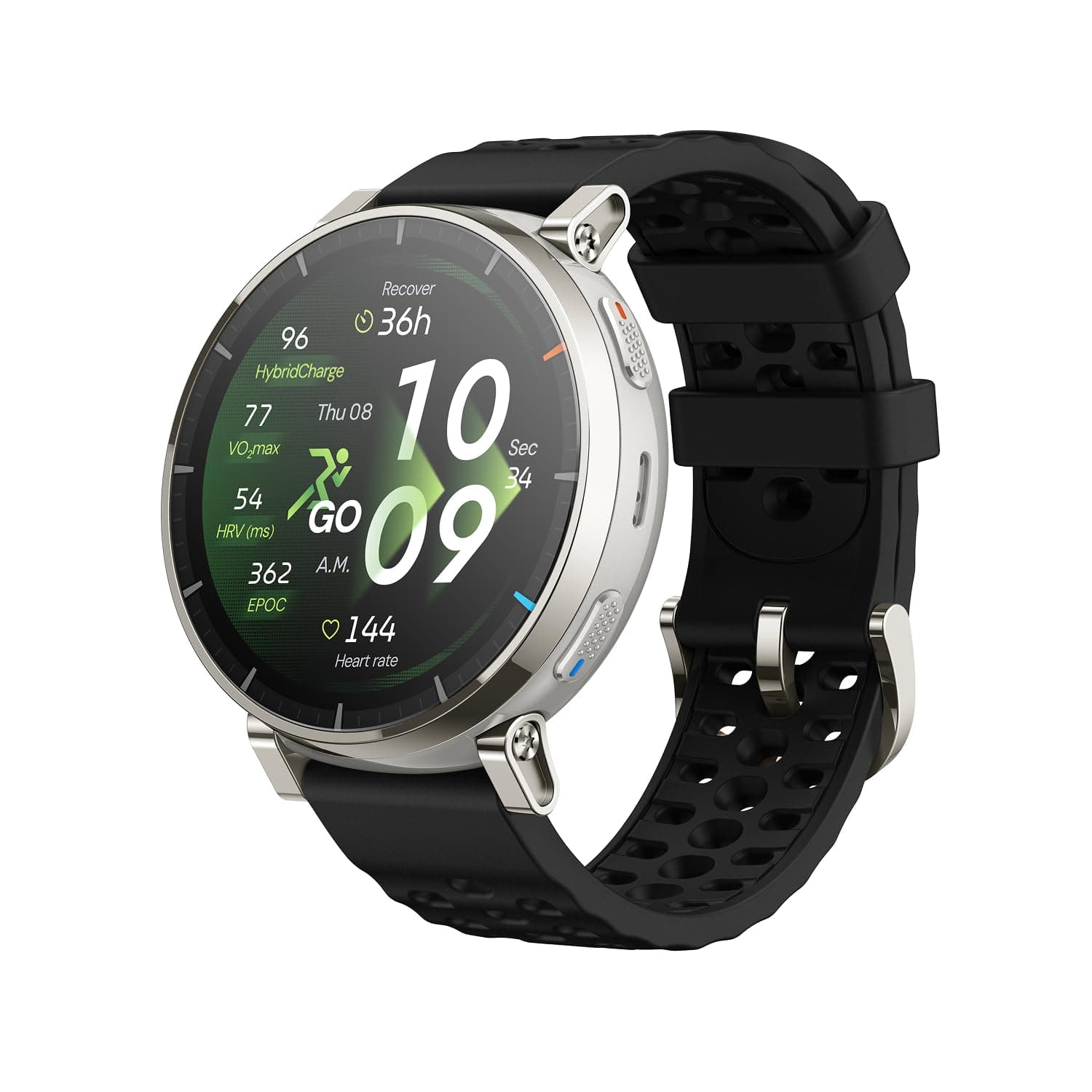 Amazfit Active 3 Premium Montre Connectée GPS pour Running, Écran AMOLED 1,32" en Saphir, Autonomie 12 Jours, 4 Go, NFC, Cartes Hors Ligne, 170+ Modes Sport, 5 ATM, Smartwatch pour Android & iPhone