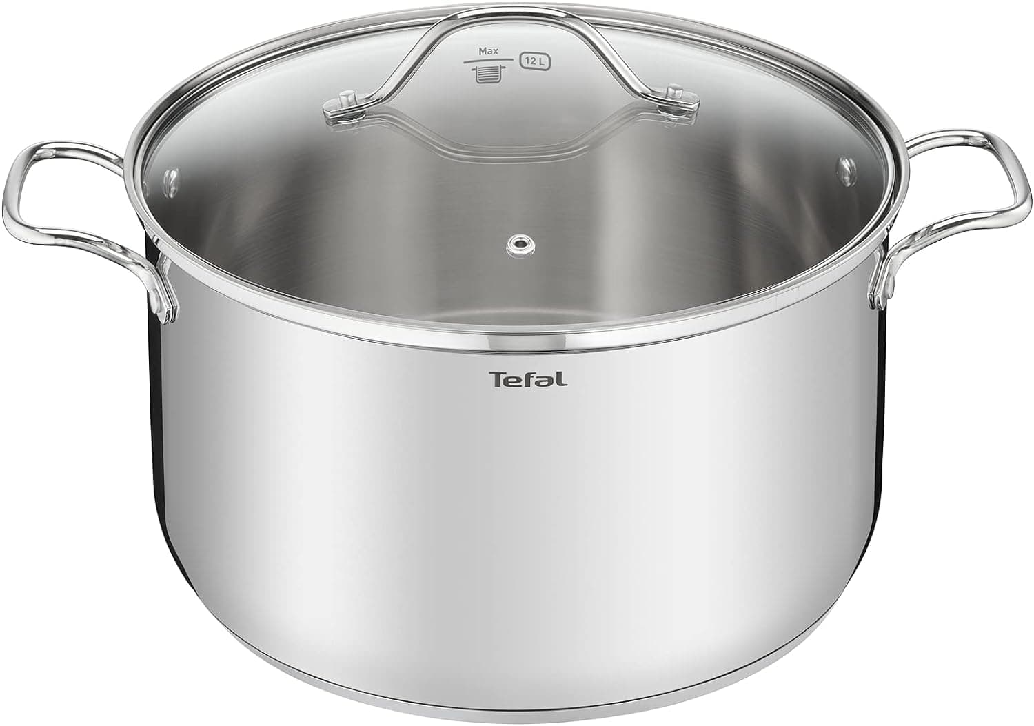 Tefal Intuition XL Marmite 36 cm / 17.5 L, Induction, Acier inoxydable 18/10, Garantie 5 ans, Poignées rivetées robustes, Couvercle en verre B8647504, Métallique