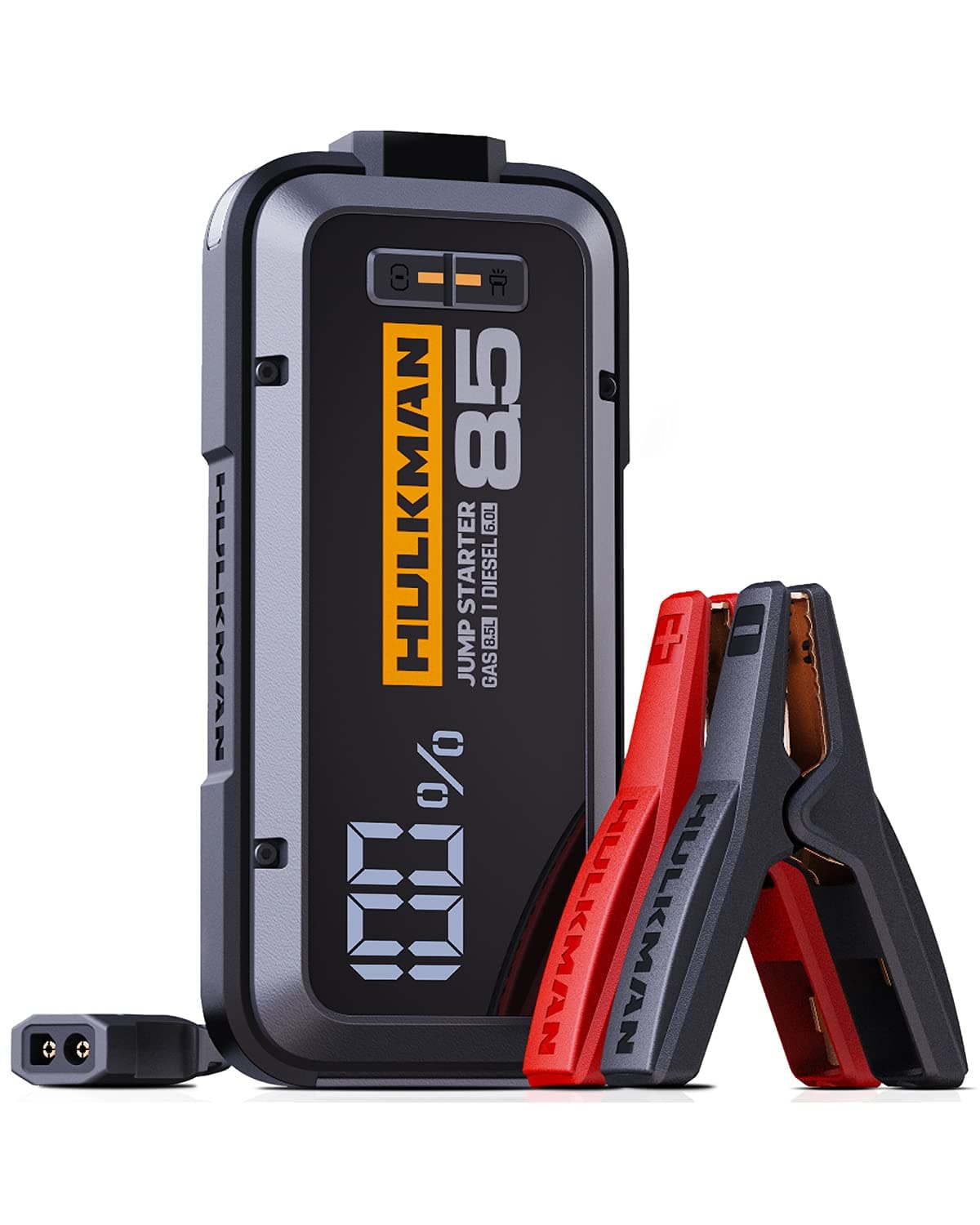 HULKMAN Alpha85 Grigio Spazio, Avviatore di Emergenza Intelligente 2000A 74Wh, Booster Batteria Auto 12V Portatile con Schermo da 3.3",Power Bank USB-C, Cavi per Motori fino a 8.5L Benzina/6.0L Diesel