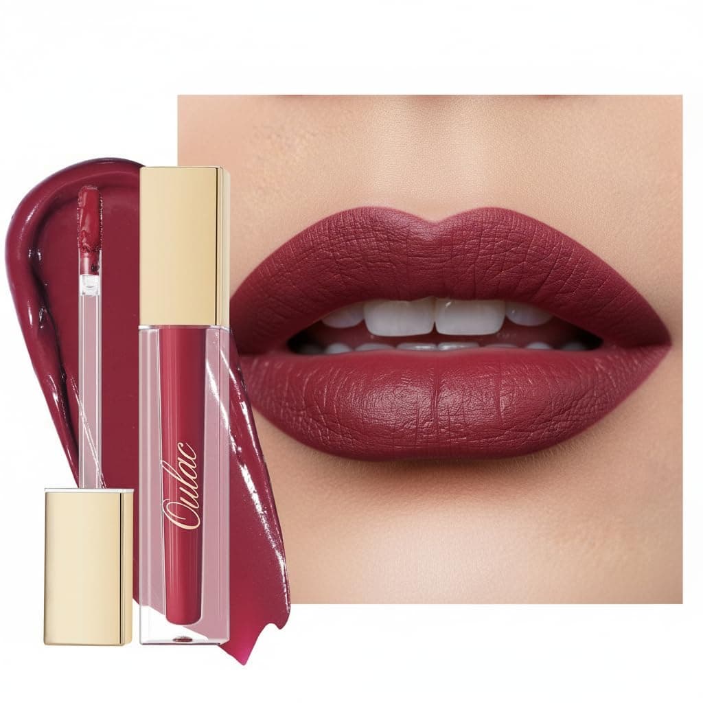 Oulac Rossetto Liquido Matte, Prugna Rossetti Colore Intenso, Tinta Labbra Finish Matte, Lunga Tenuta, Ricco di vitamina E, Consistenza crema, Vegana&Senza crudeltà 4.5ml (M22) Diva Kiss