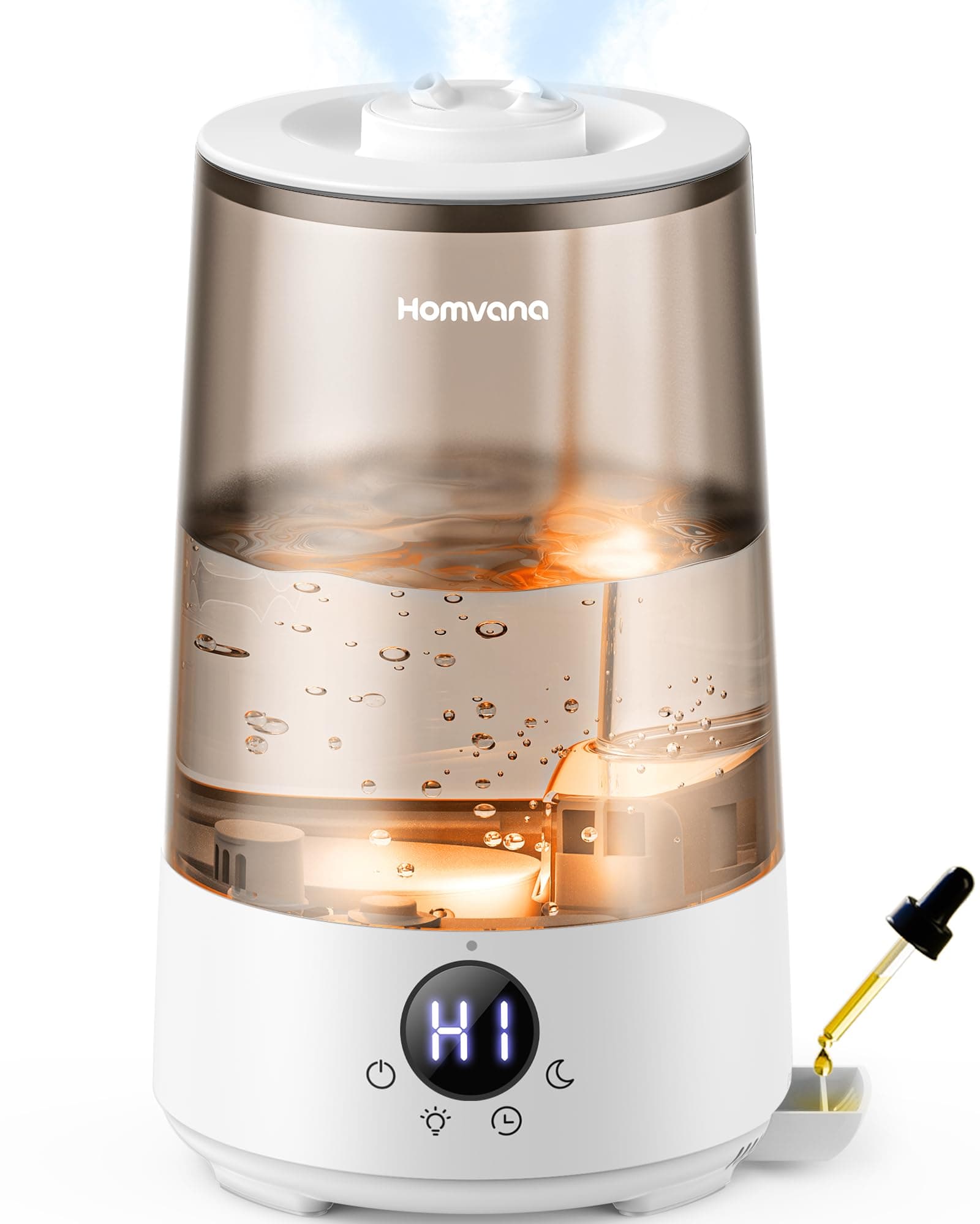 Homvana Humidificador para Bebé, Difusor Aceites Esenciales (3.6L, Gris) | 23dB Silencioso, 360° Giratorio, 36H Autonomía, Sin BPA, Top Fill, Limpieza Fácil, Luz Nocturna 7 Colores, Difusor Aromas