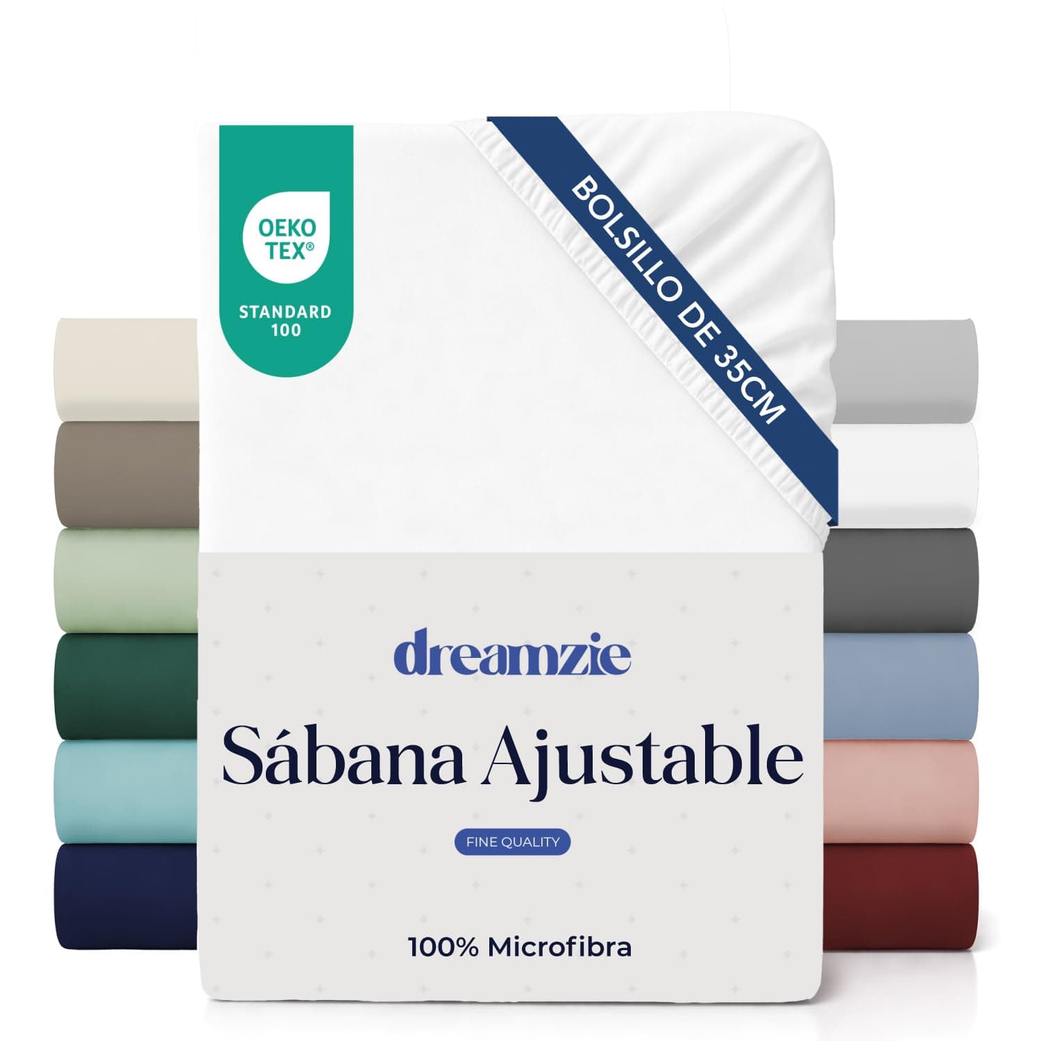 Dreamzie Sabanas 90x190/200 cm - Esquinas de 35 cm para Colchones Gruesos - 100% Microfibra, Blanco Roto, Certificada sin Productos Químicos (Oeko Tex), Sabanas Bajeras Completamente Elásticas