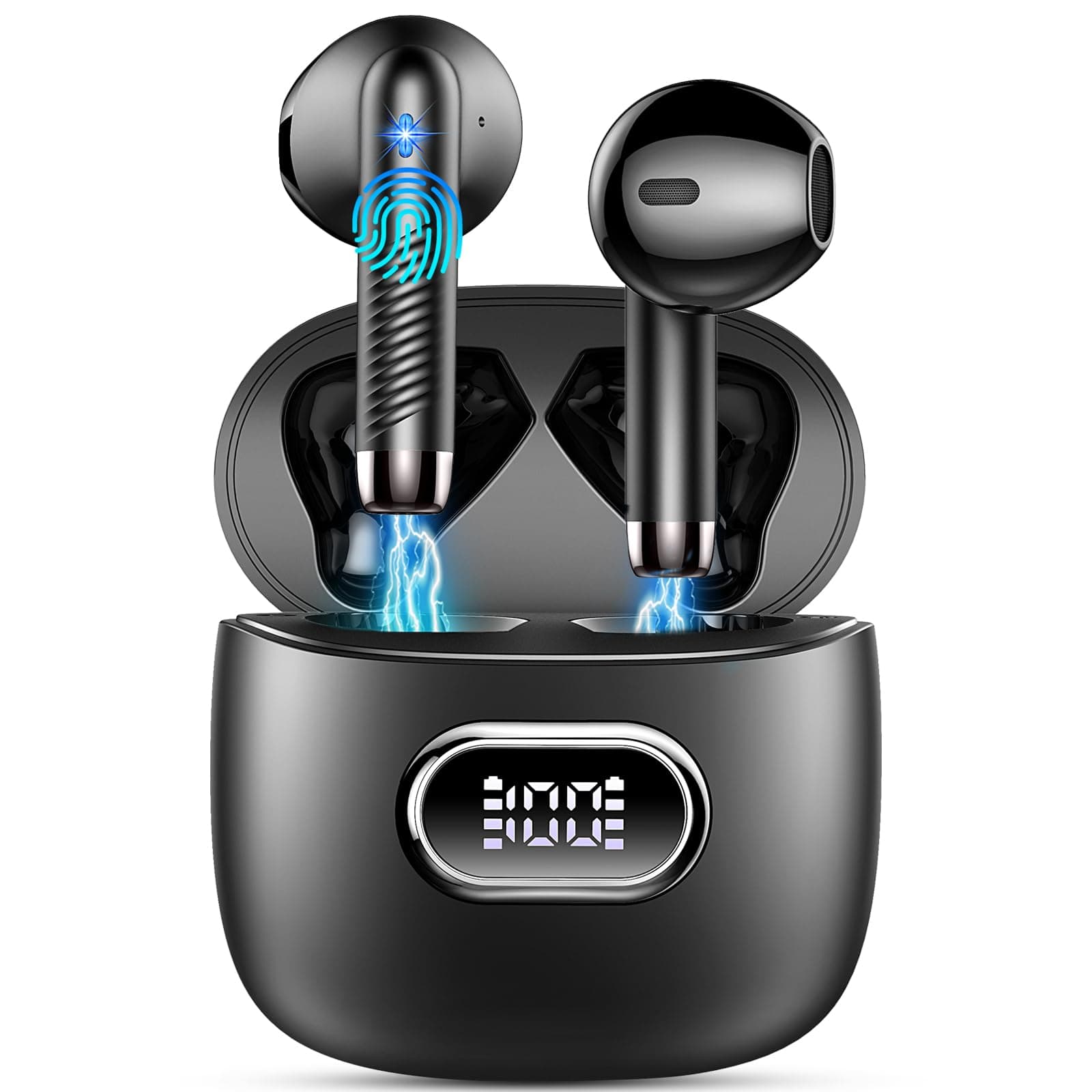 Ecouteurs Bluetooth sans Fil,Écouteur Bluetooth 5.4 avec 4 ENC Réduction de Bruit Mic,42H HiFi Stéréo Oreillette Bluetooth,IP7 Étanche Casque Bluetooth avec Écran LED,App Personnalisation EQ Tuning
