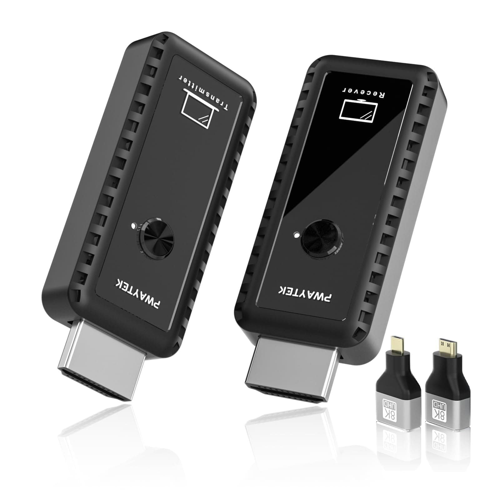 PWAYTEK Transmisor y Receptor HDMI inalámbrico con decodificación 4K, Salida 1080P, Alcance de 164 pies, Doble Banda 2.4G/5G; para PC, portátiles, TV y proyectores; Plug & Play (Negro)