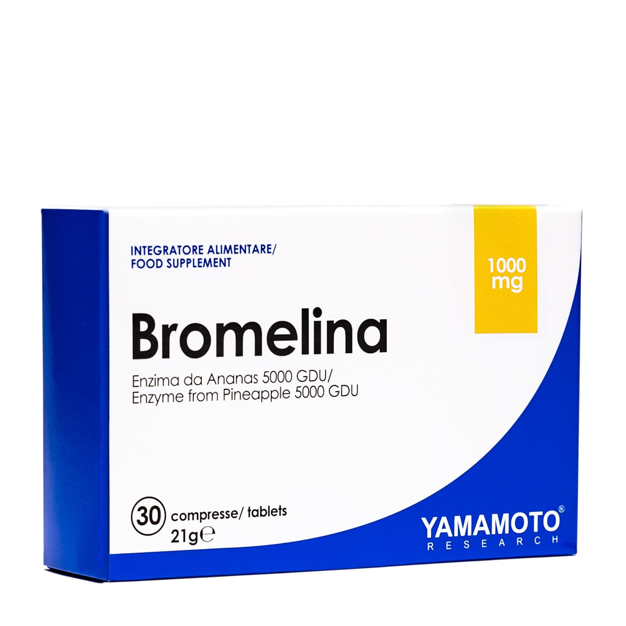 YAMAMOTO RESEARCH Bromelina 30 Compresse, Integratore Alimentare con 1000 mg di Bromelina, Enzima con Azione Digestiva e Drenante