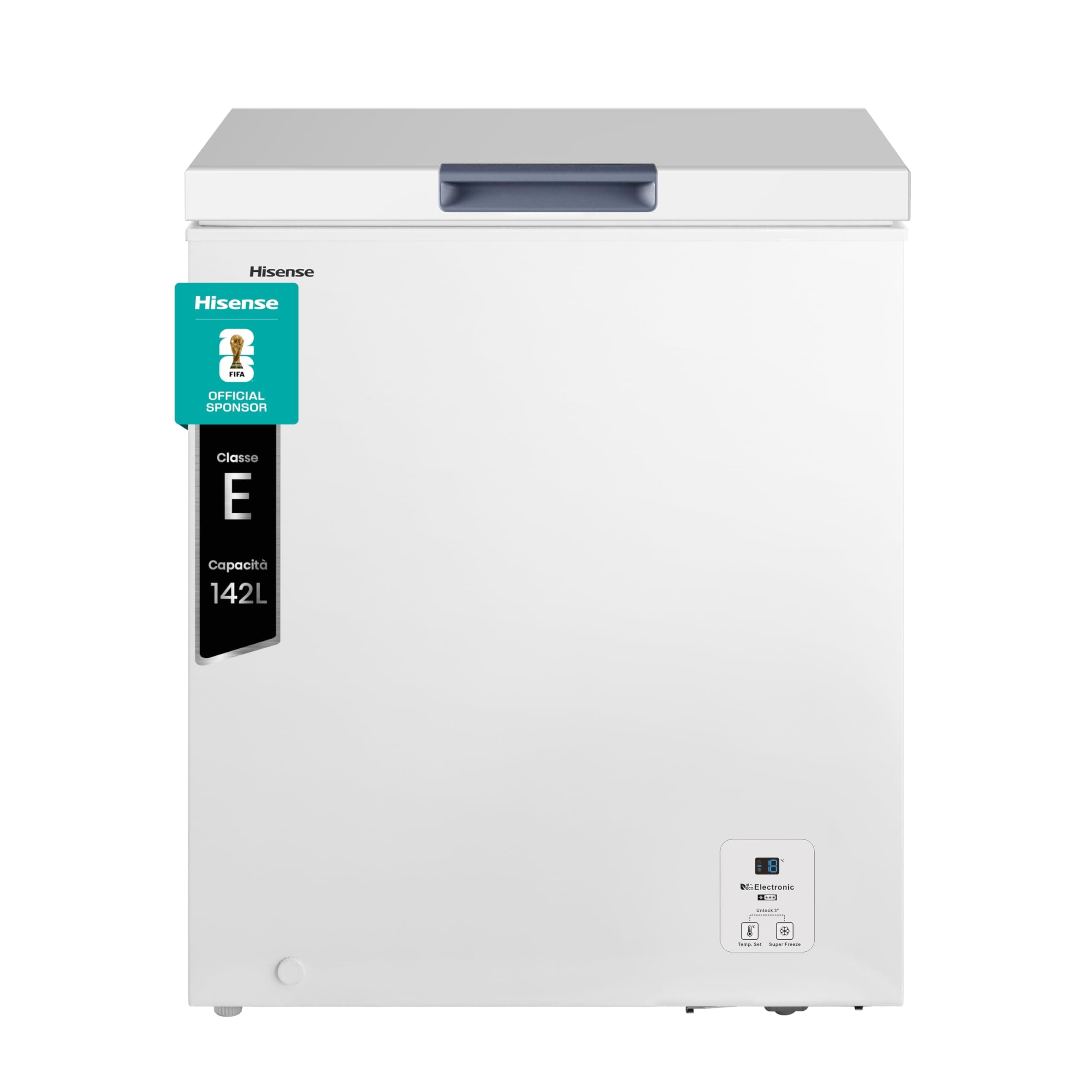 Hisense MCF141E Congelatore a pozzo 142 litri, illuminazione Led, super silenzioso 40 db, classe E