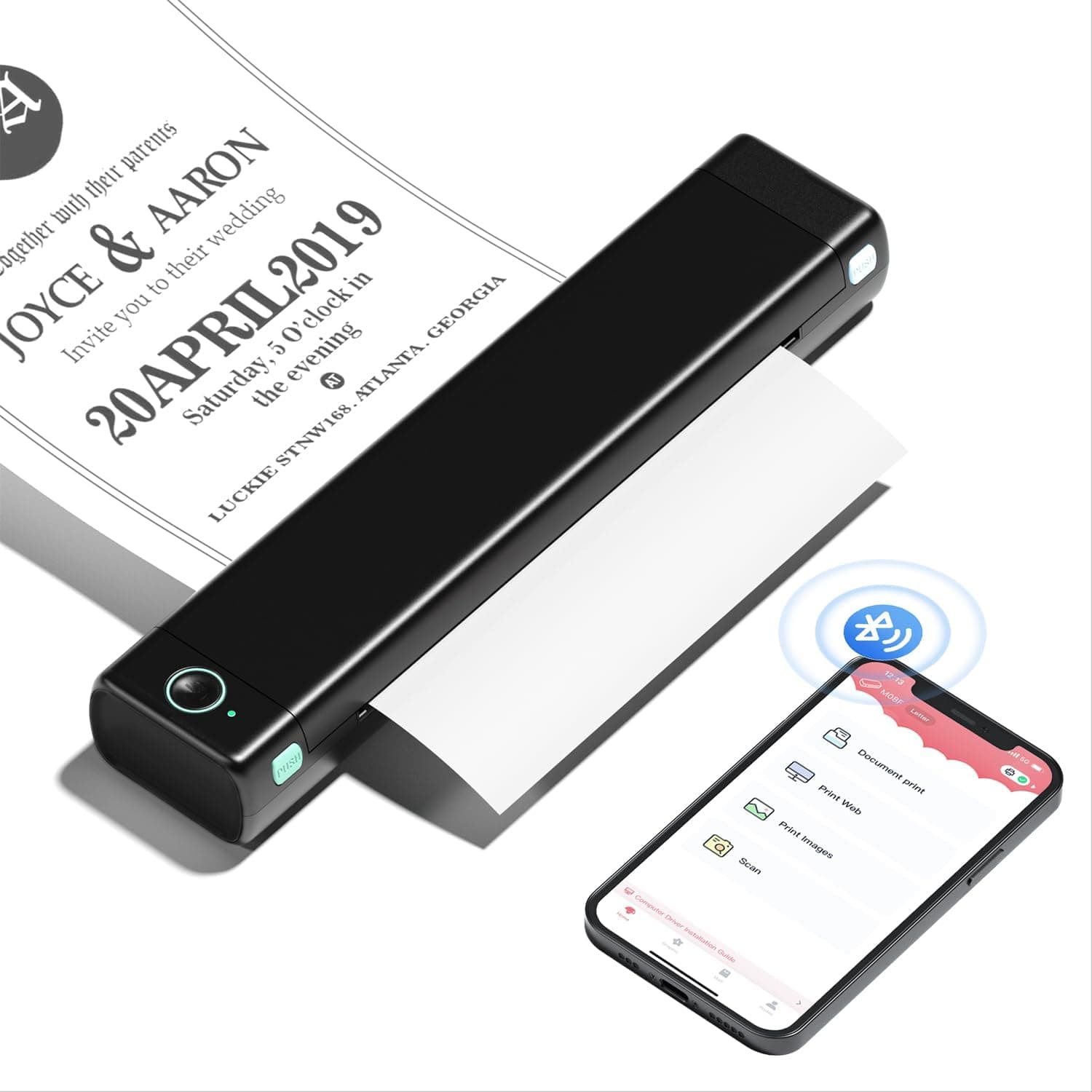 Phomemo M08F Impresora Térmica Portátil, Compatible con Papel Térmico A4 - Impresora Bluetooth Portátil Compatible con portátiles y Smartphones