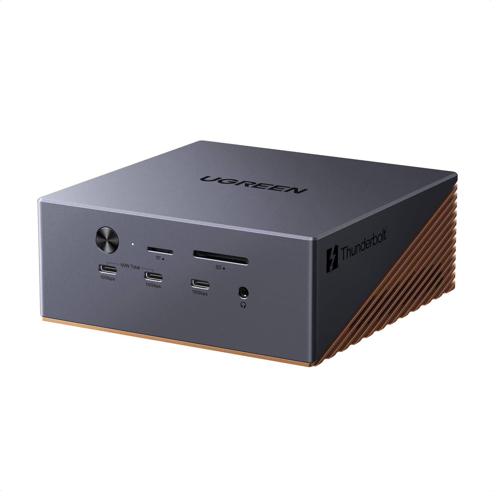 UGREEN Maxidok Thunderbolt 5 Docking Station Revodok 17 en 1 120Gbps Station d'accueil avec 3*TBT5 et DisplayPort Simple 8K60Hz Double 6K@60Hz Max Boîtier SSD M.2 140W PD 2.5GbE SD 4.0 3.5mm Aux