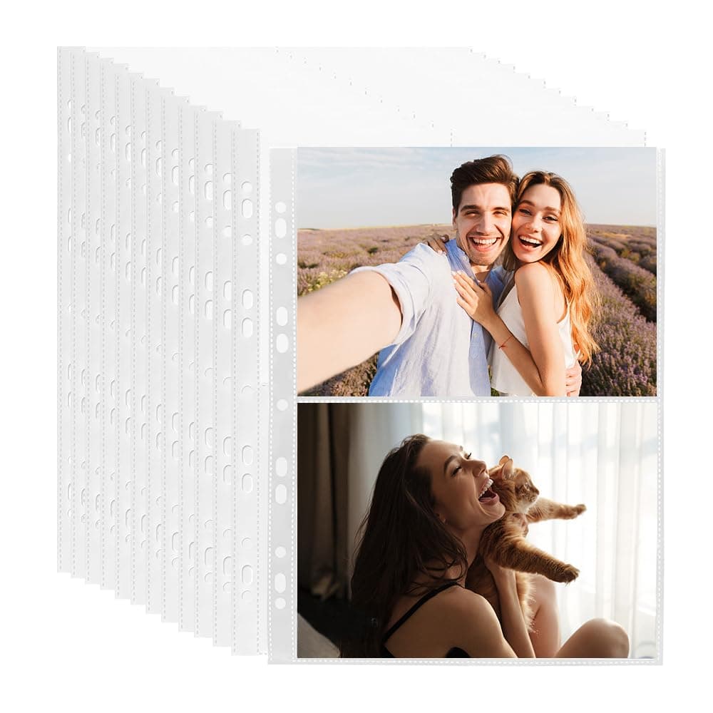 100 Pack 400 Protège Page Photo A4,Pochette Pochette Pour Carte Postale A4,Pochettes Transparentes A4 Pour Photos,Protège Page Photo Double Face,Pochettes Pour Cartes Postales