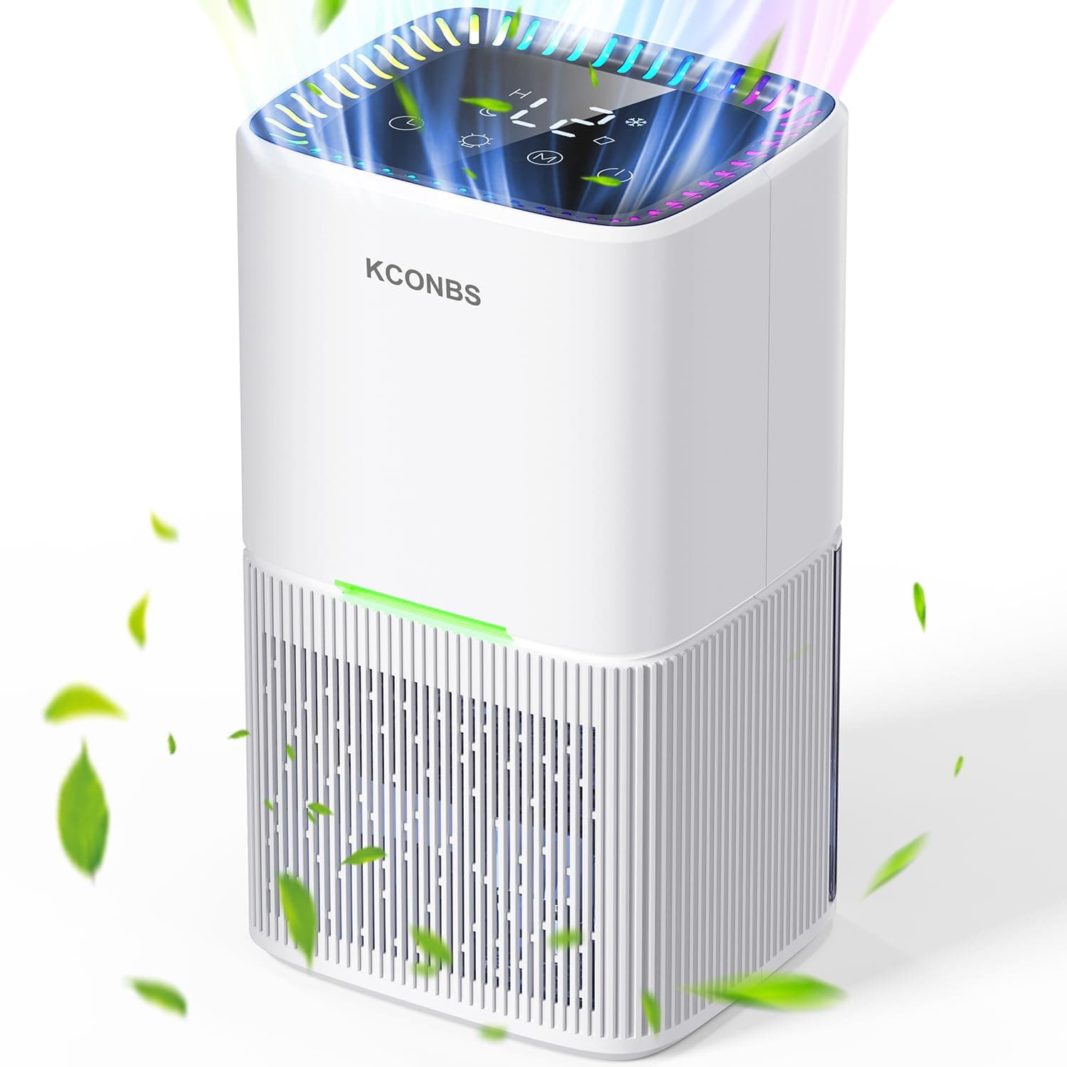 Deshumidificador 1800ML, Deshumidificadores de Humedad Eléctrico, Deshumidificador con Pantalla LED y Luces de 7 Colores, Apagado Automático, Temporizador de 24H, white, para Baños y Dormitorio