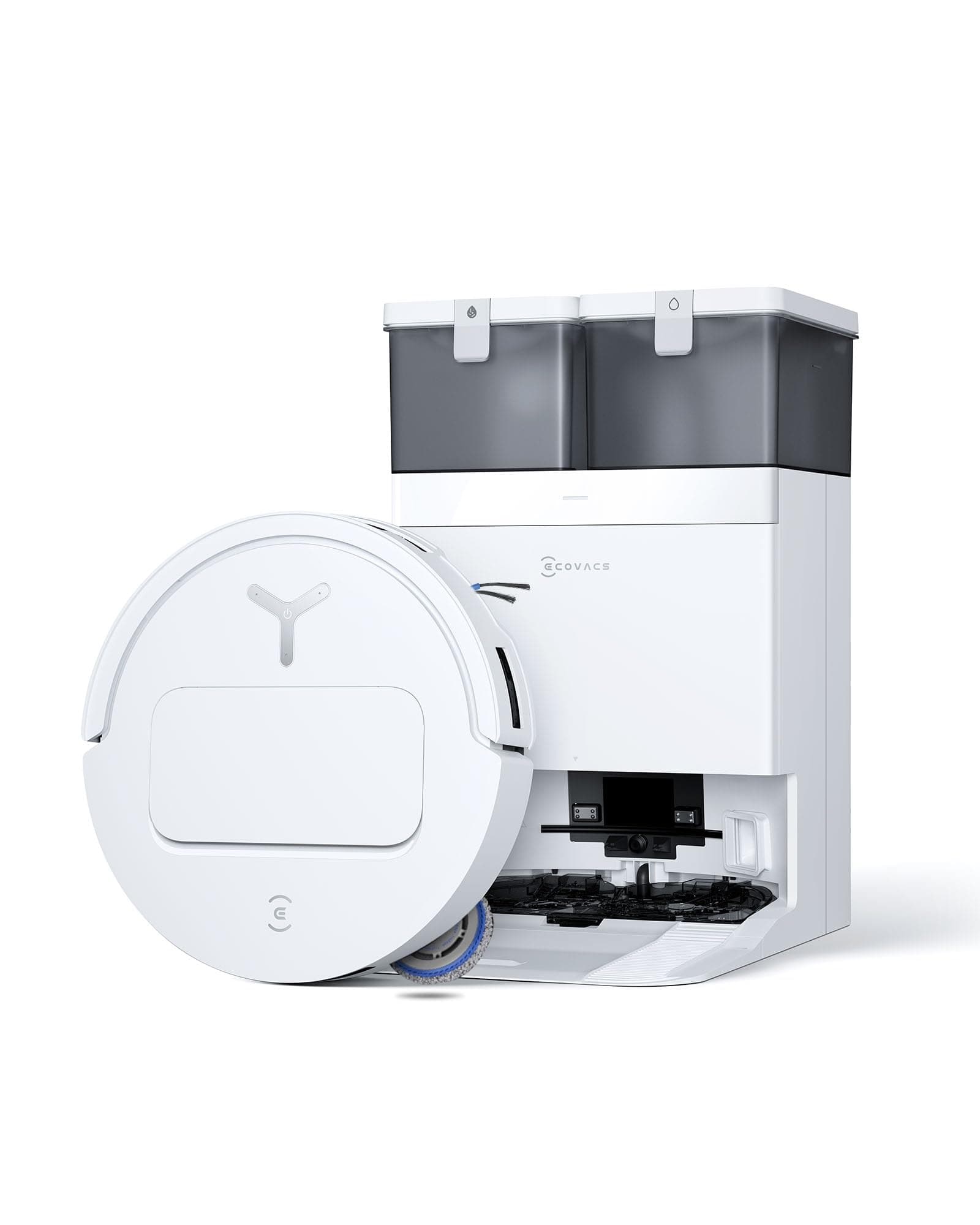 ECOVACS DEEBOT T50 Omni Gen3 Robot Aspirateur Laveur 25 000 Pa 81mm AIVI 3D | TruEdge 2.0, brosse & patin extensibles, ZeroTangle 3.0, vidage automatique, séchage 45°C, lavage 75°C, station OMNI, Blanc