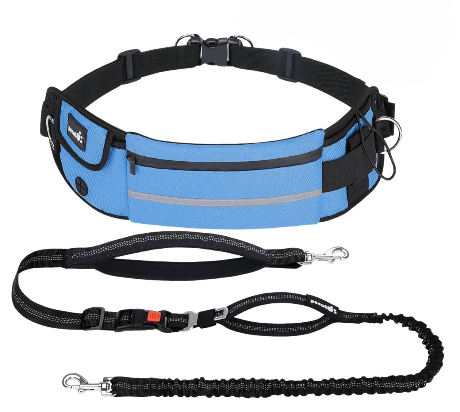 PecuteCorrea para Perro con Manos Libres para Perros hasta 110 kg de absorción de Choque, cómoda, Costura Reflectante, Ideal para Correr, Correr y Caminar,Azul