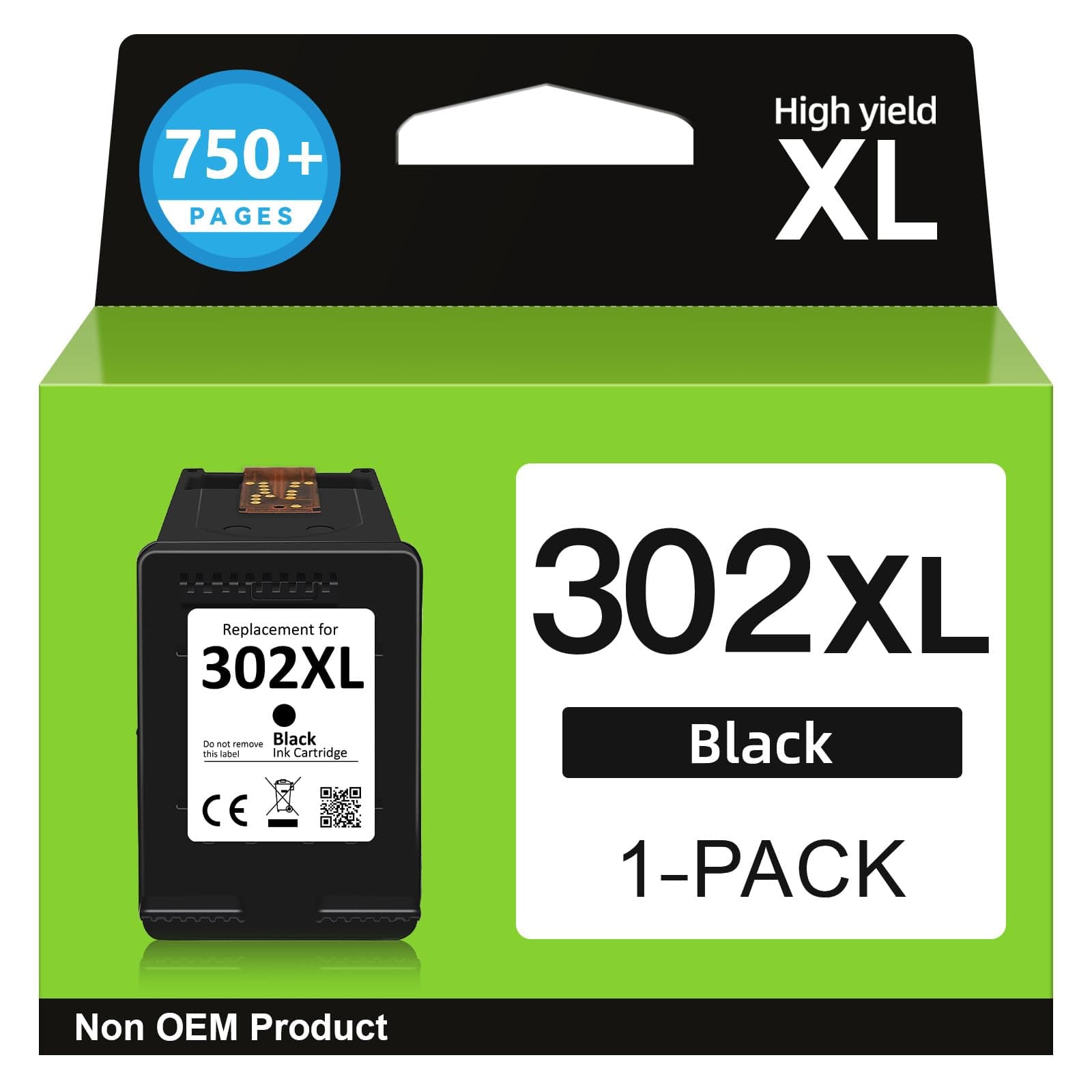 Sunnieink Cartouche 302 XL Noir, 302XL Remplacement pour Cartouche d'encre HP 302, Cartouche Imprimante 302 XL pour OfficeJet 3831 5232 4650 4658 5230 DeskJet 3630 3636 3639 Envy 4524 4527