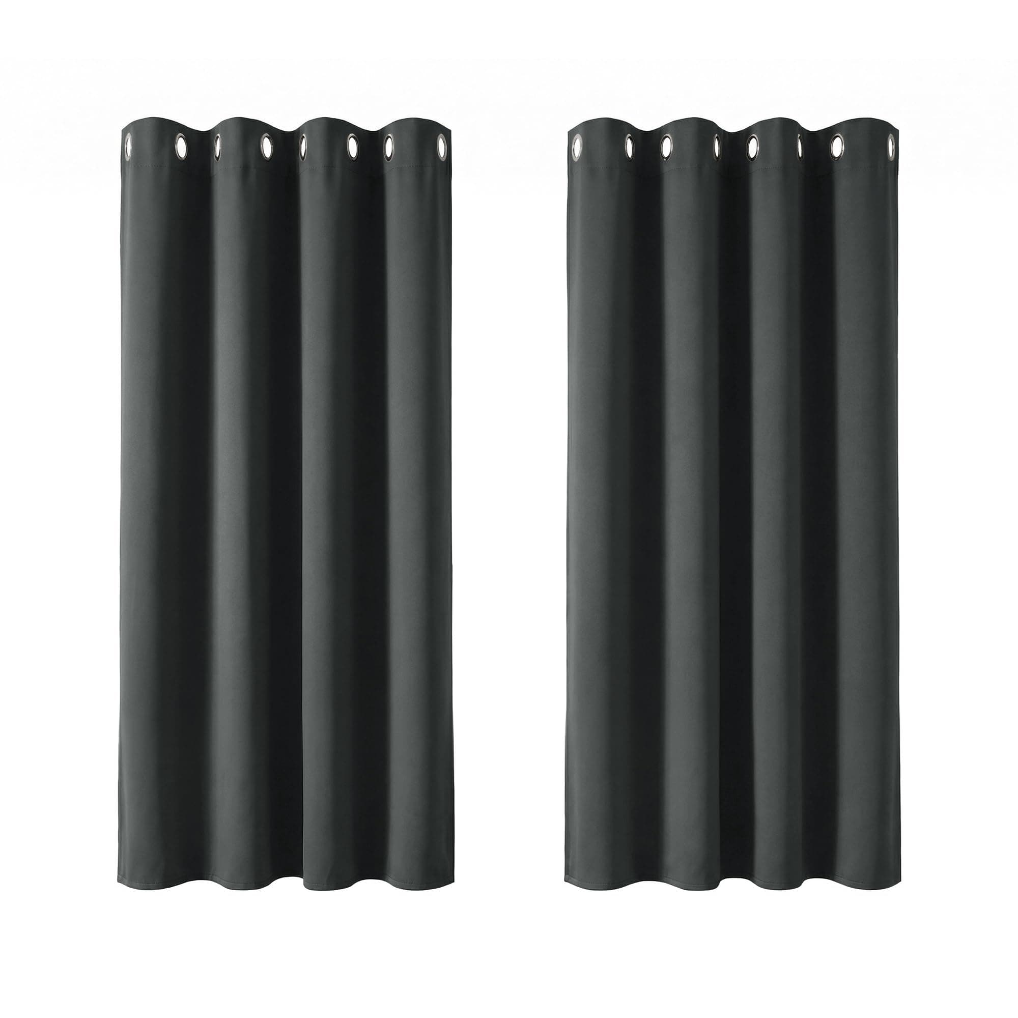 Deconovo Rideaux Occultants Isolant Thermique Anti Froid, 117x138 CM (Largeur x Hauteur), Design Moderne à Oeillets, Rideaux pour Salon et Chambre, Gris Foncé, 2 Pièces