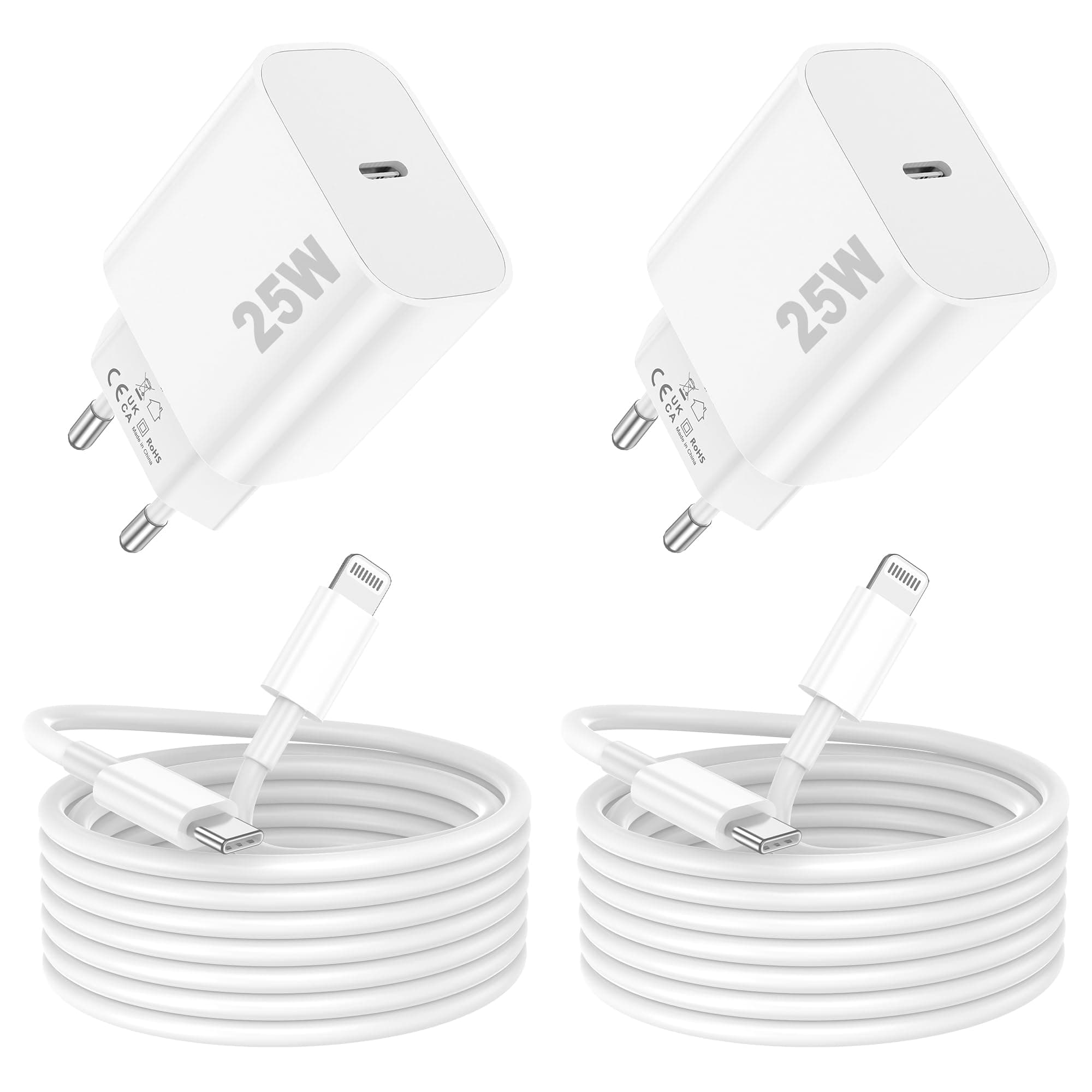 Chargeur Rapide iPhone,PD 3.0 USB-C avec Câble Lightning 2M Lot de 2 Compatible iPhone 11 12 13 14 Pro Pro Max Charge Sécurisée et Ultra-Rapide