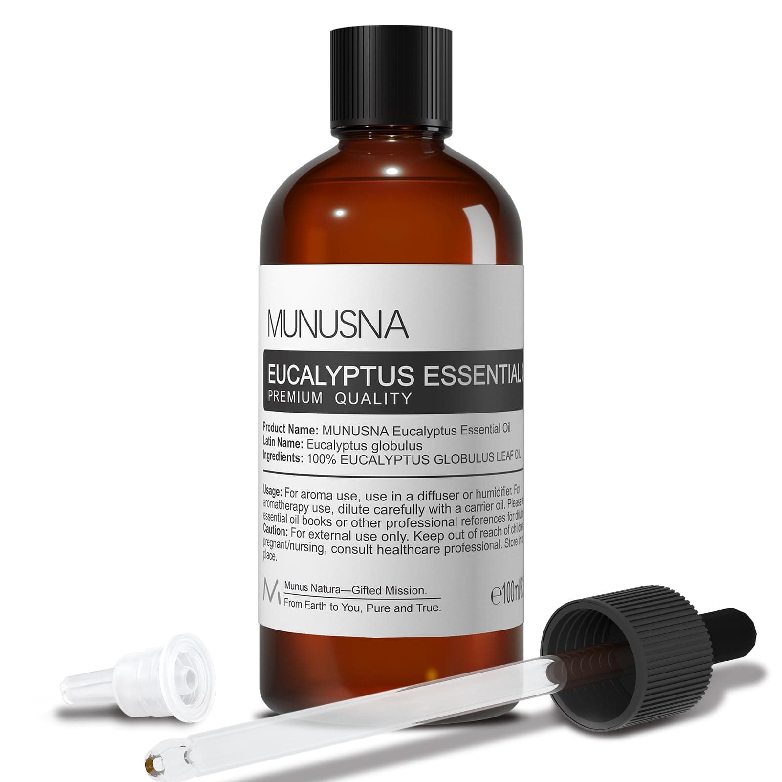 Aceites Esencial Eucalipto 100ML, MUNUSNA Aceites Esenciales para Humidificador Difusor Naturales Puros, Aceite de Eucalipto para Mejorar Congestión Nasal, Eucalyptus Oil