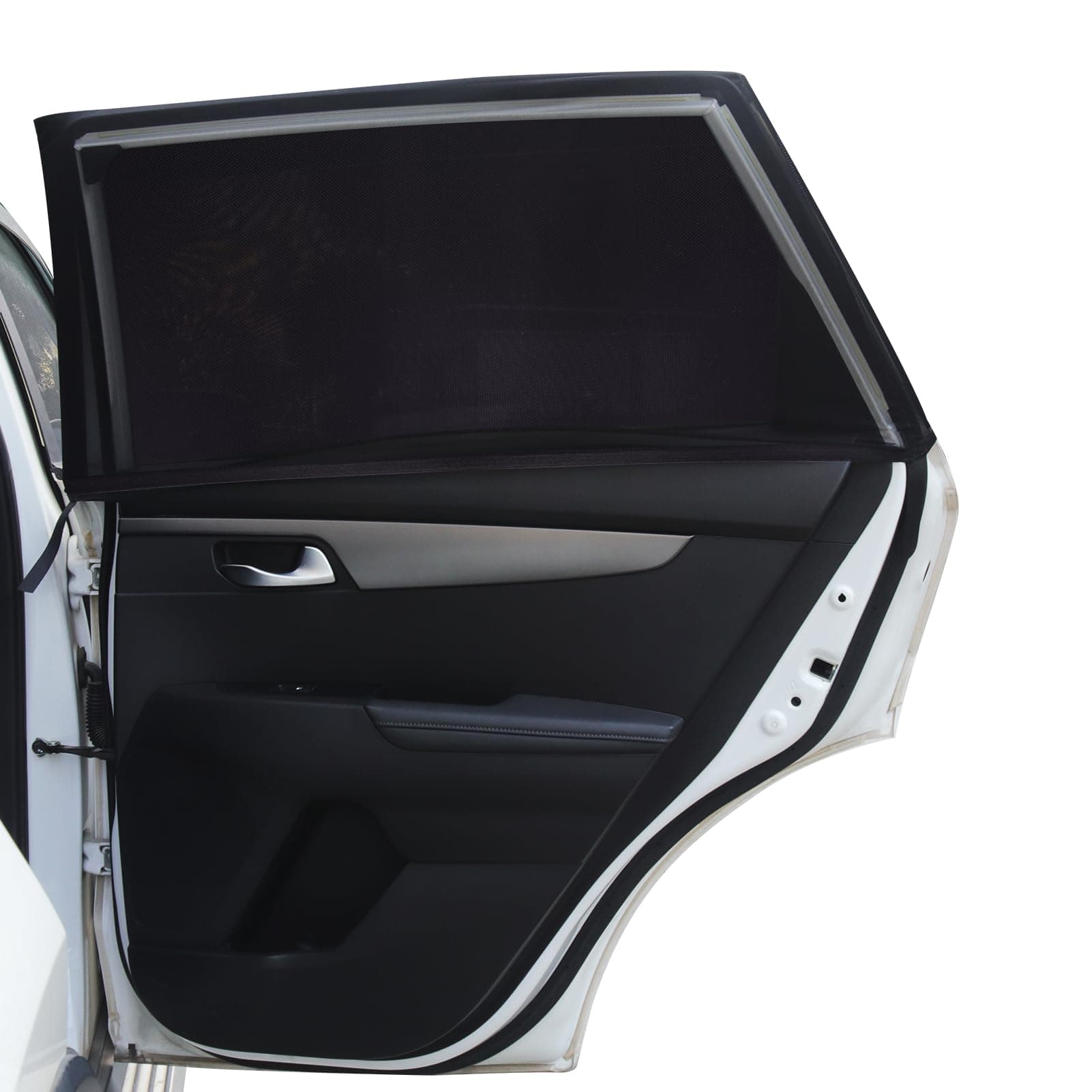 Trusiel Tendine Parasole Auto Bambini, Confezione Da 2, Nere, per Oscuramento Vetri, Protegge il Bambino Animali Domestici Contra Raggi UV Vestibilità Universale (L)