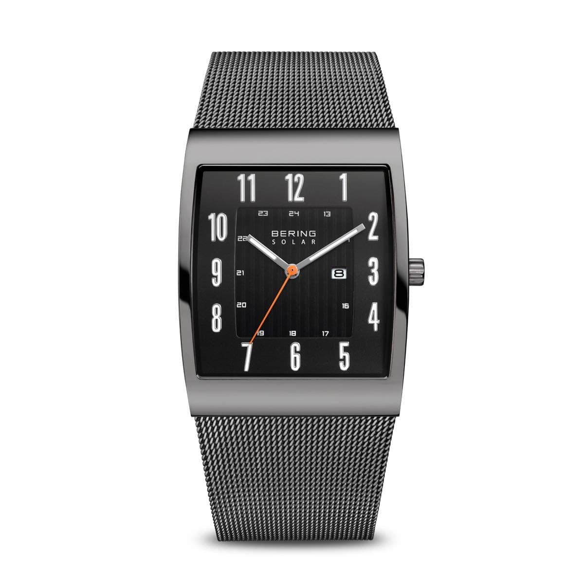 Bering 16433 Reloj Solar para Hombre con Caja de Acero Inoxidable de 33 mm y Esfera, Correa milanesa, Cristal de Zafiro y Resistencia al Agua de 3 ATM