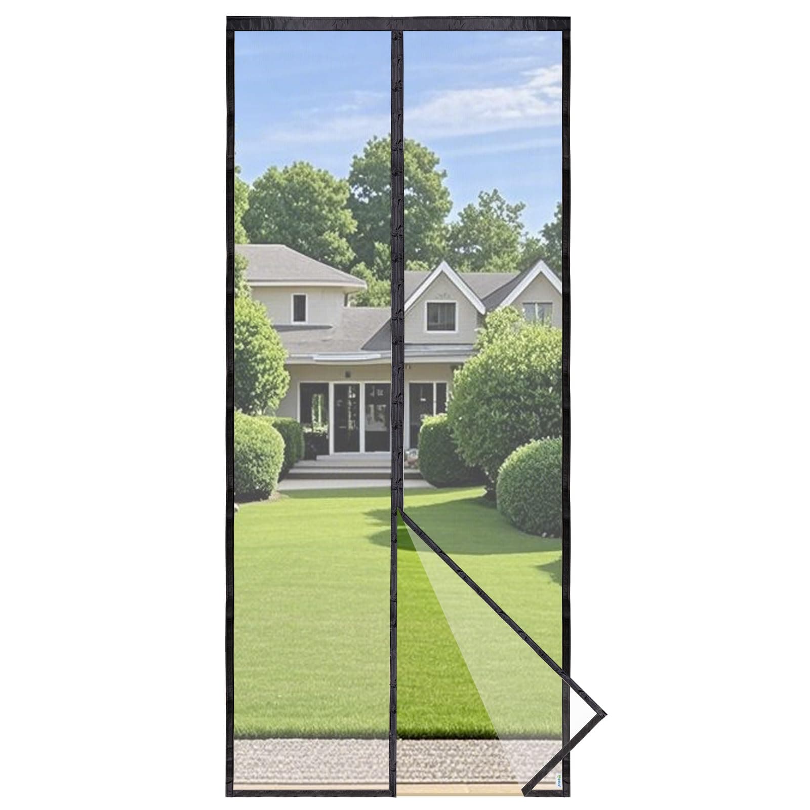 Puerta de Malla Magnética Apalus Prime, Cortina Hecha de Malla, Cierre Magnético de Arriba a Abajo, Se Cierra Automáticamente y Mantiene el Aire Fresco(105x200 CM, Negro)