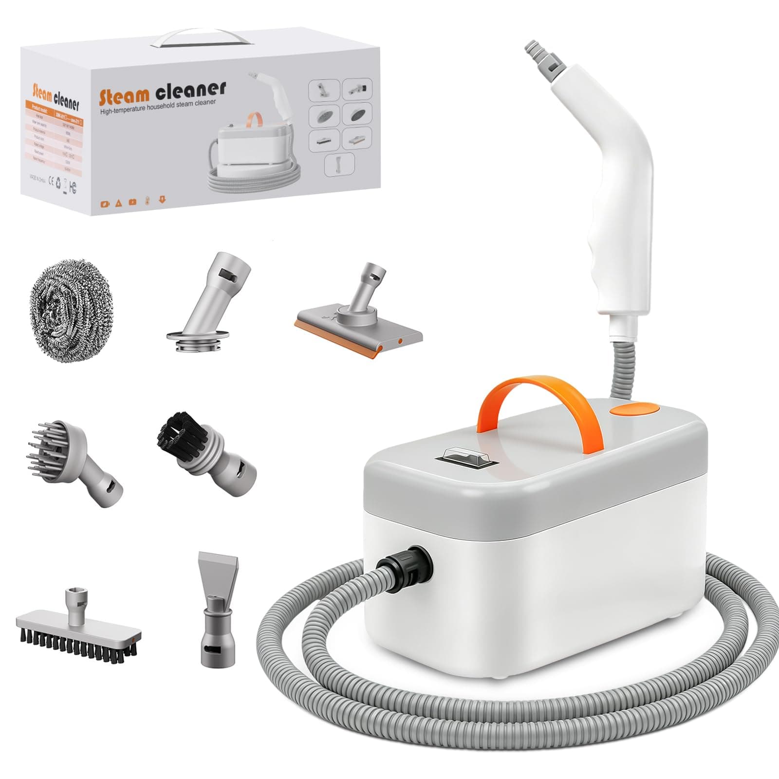 Nettoyeur Vapeur Portatif 1200W | Pression:4.5 bars | Tank 850ml | Préchauffage rapide 15S Nettoyage Haute Température | Convient pour les climatiseurs, les cuisines, les hottes aspirantes