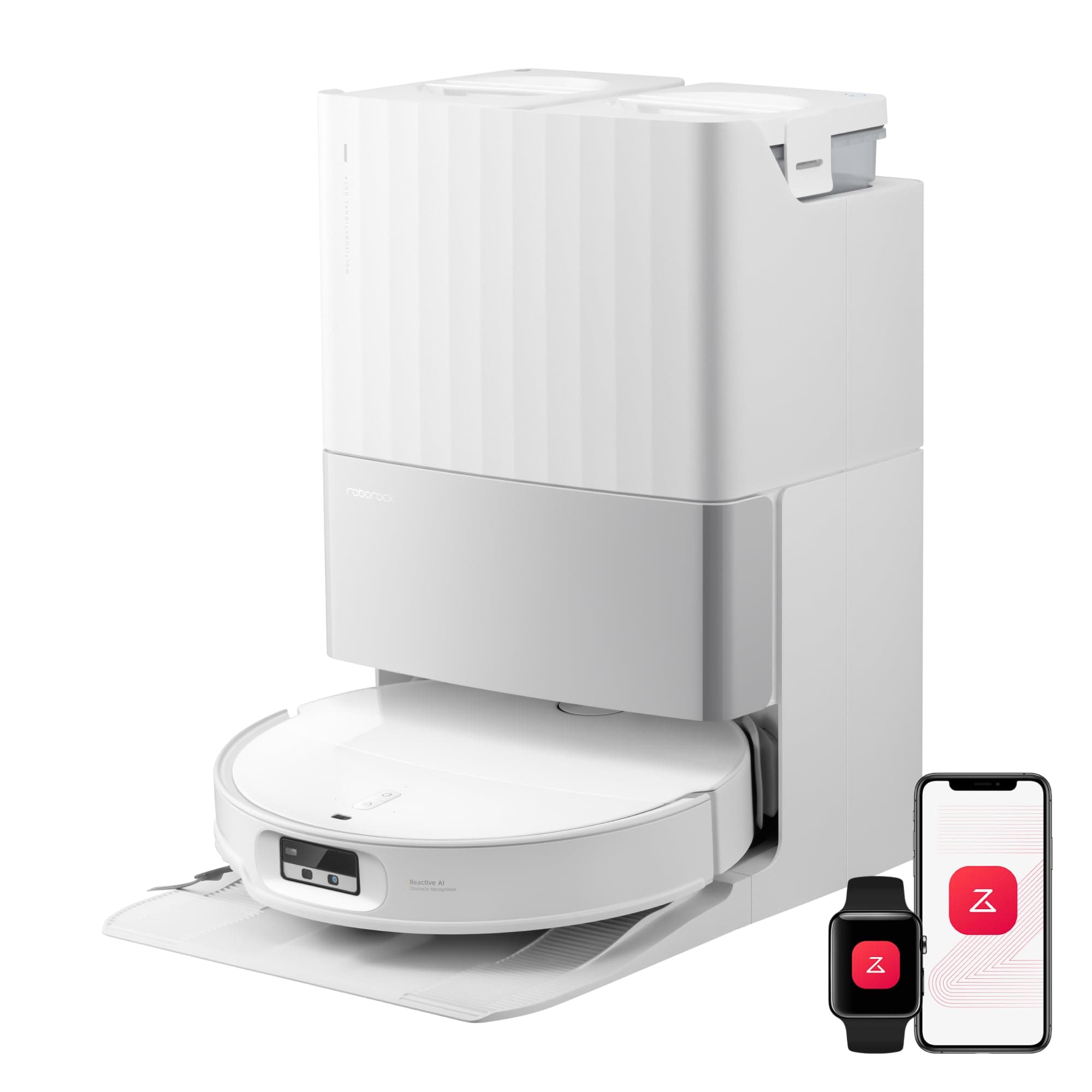 roborock Qrevo EdgeT Robot Aspirateur Laveur, 18500 Pa, Auto-Nettoyage Serpillière à 75°C, Profil de 7,98 cm, Station Multifonctionnelle 3.0, Système de Anti-enchevêtrement, Contrôle Vocal & App