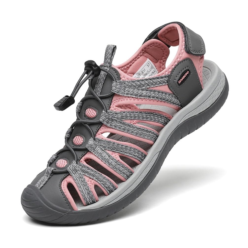 Dannto Sandalias de caminata para mujeres aire libre sandalias de senderismo Sandalias cerradas de goma para deportivas