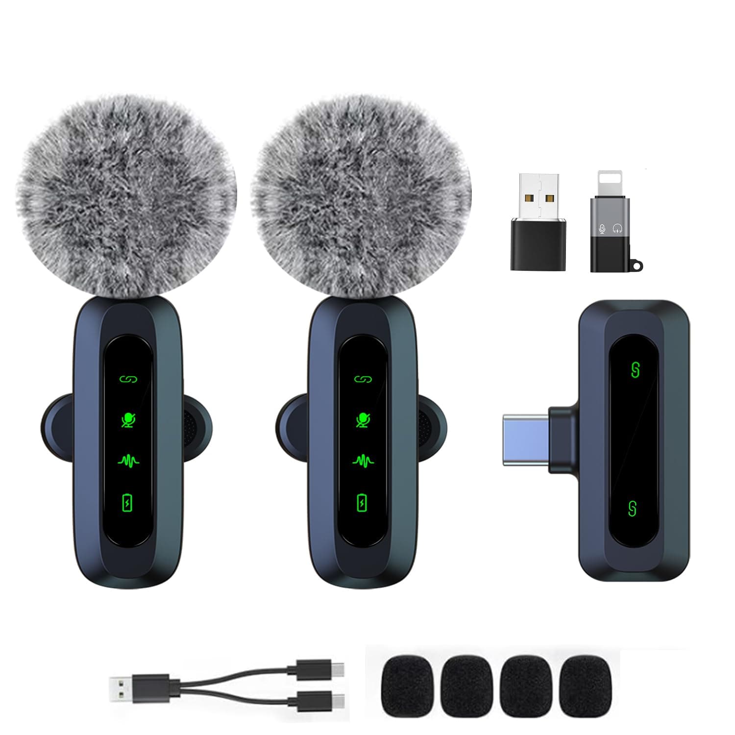 Mini micrófono inalámbrico para Android/iPhone/iOS/PC/Laptop micrófono Lavalier de solapa con reducción de ruido para grabación, micrófono de clip, para grabación de video, Tiktok, Youtube, Vlog
