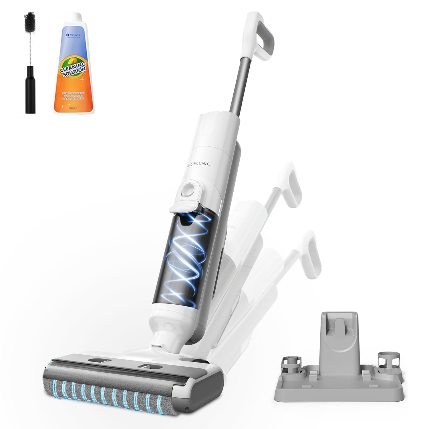 Proscenic F10 Ultra+ Aspirateur Laveur sans Fil,60 Mins Aspirateur Balai sans Fil Sec et Humide,Léger Aspirateur Eau et Poussière,Laveur de Sol,Autonettoyant,1.3L,Nettoyage des Angles,Bords,Sols Durs